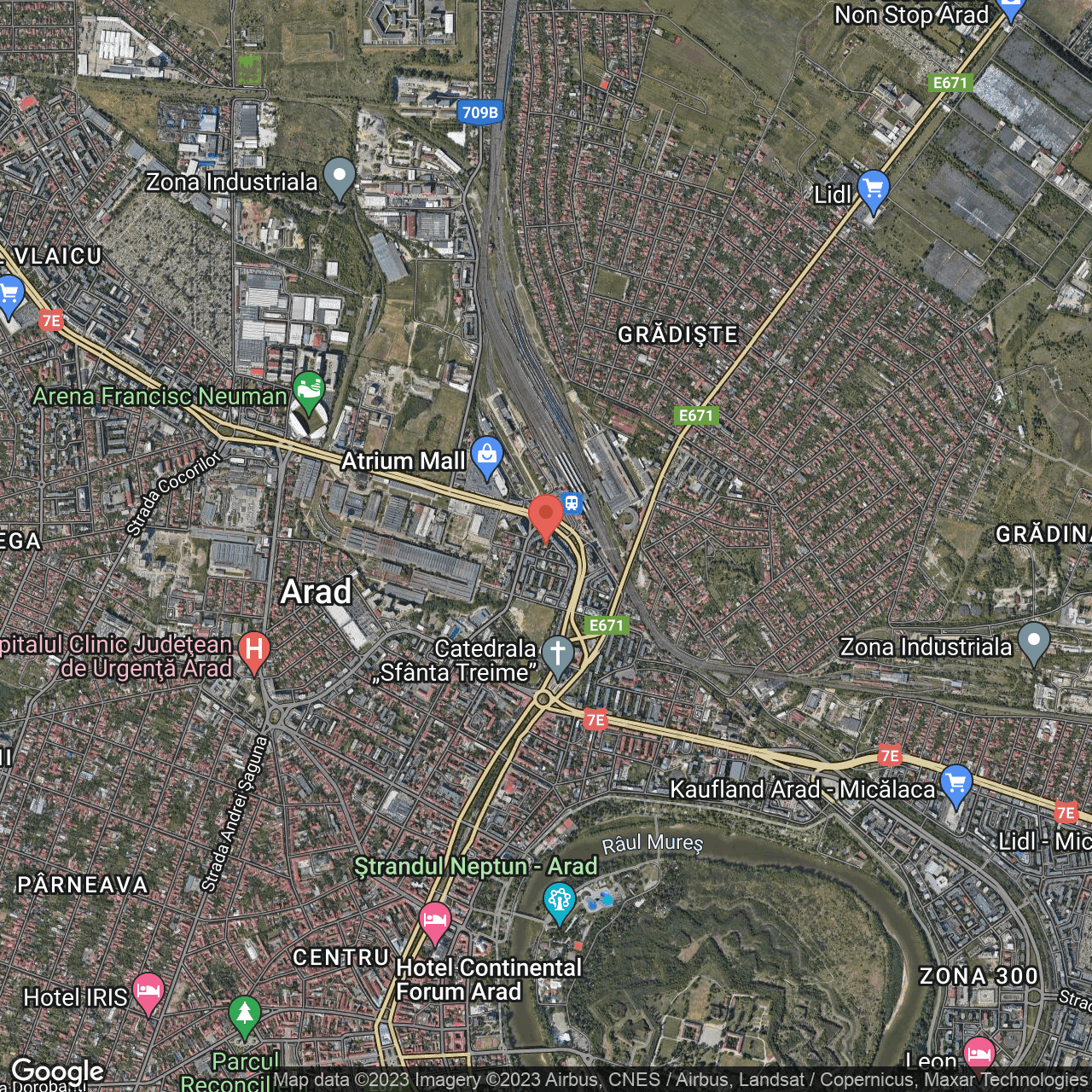 Poza harta hybrid, zoom 14, adresa Piata Garii nr. 2 Arad, , judetul 