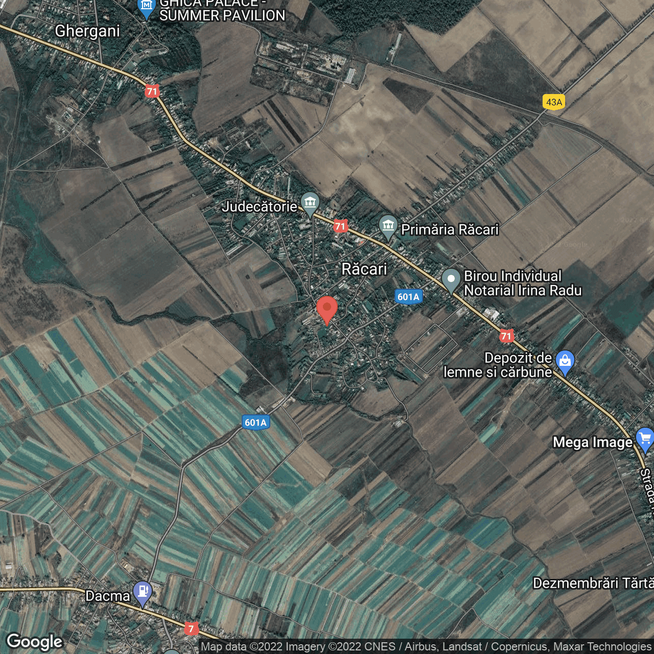 Poza harta hybrid, zoom 14, adresa Tudor Vladimirescu nr. 68, Racari, judetul Dambovita