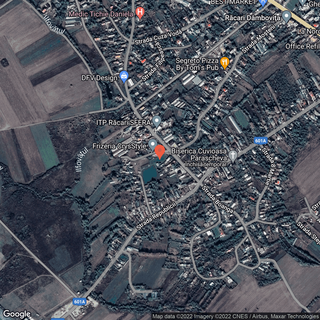Poza harta hybrid, zoom 16, adresa Tudor Vladimirescu nr. 68, Racari, judetul Dambovita