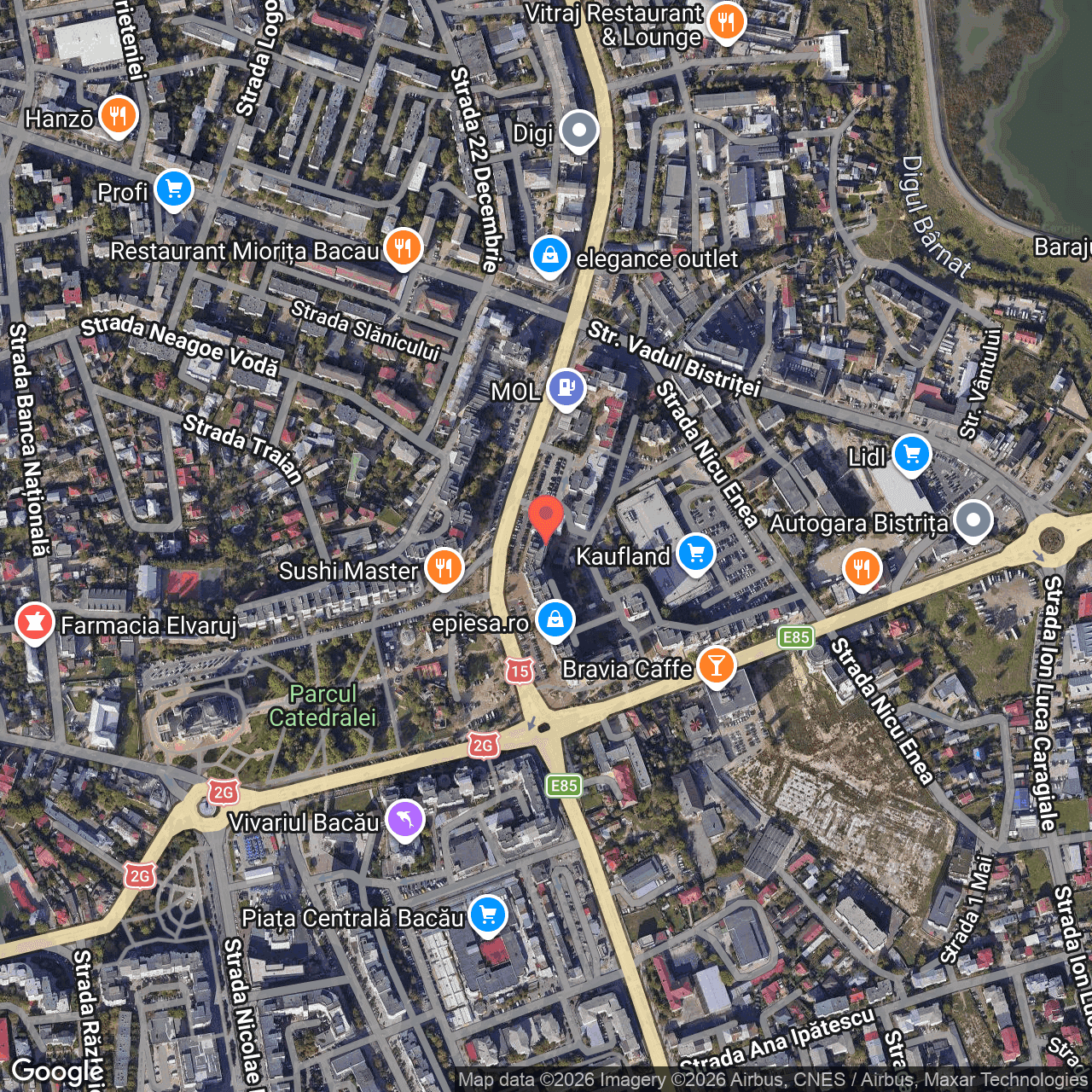 Poza harta hybrid, zoom 16, adresa strada 9 Mai numarul 80 Bacau, , judetul