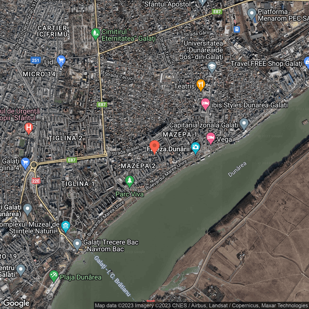 Poza harta hybrid, zoom 14, adresa Galati, , judetul