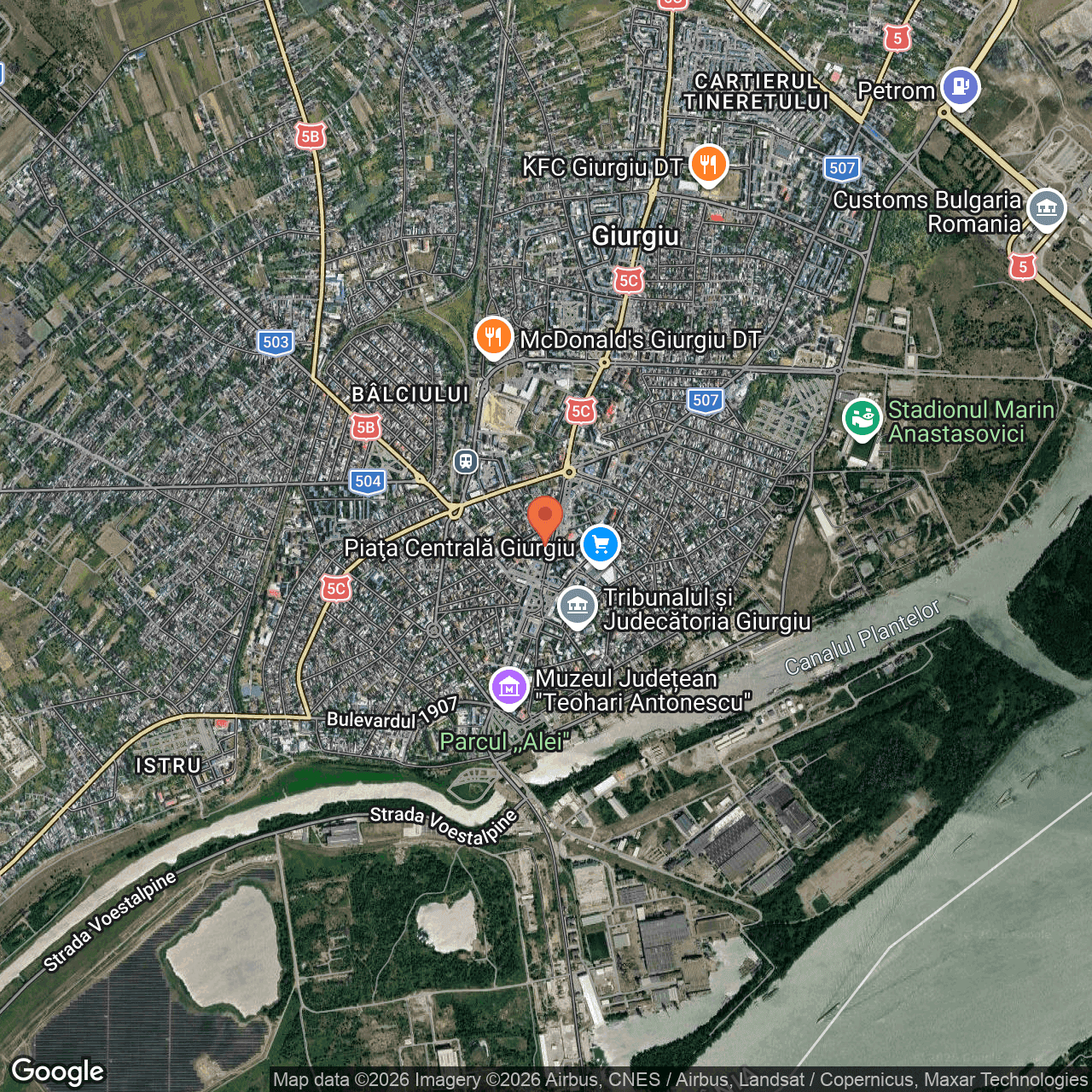 Poza harta hybrid, zoom 14, adresa Giurgiu, Bulevardul București, bloc 9/25, , judetul