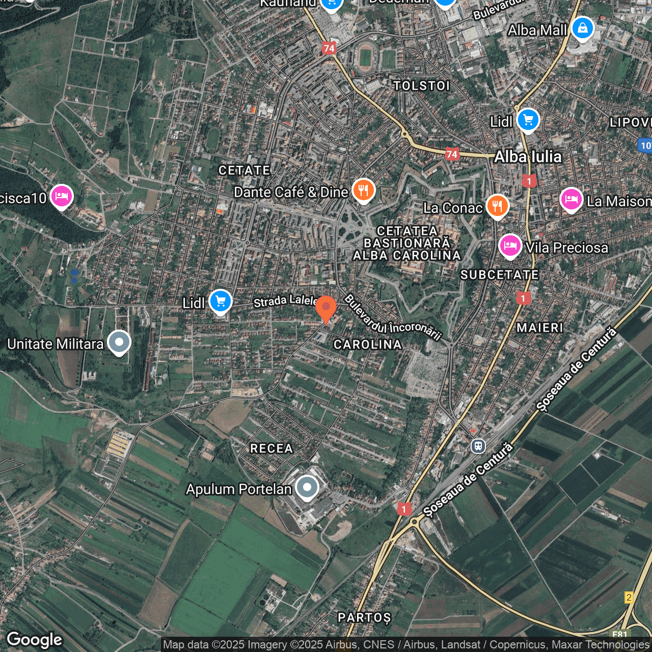 Poza harta hybrid, zoom 14, adresa Alba Iulia, str. Brândușei, nr. 8, , judetul