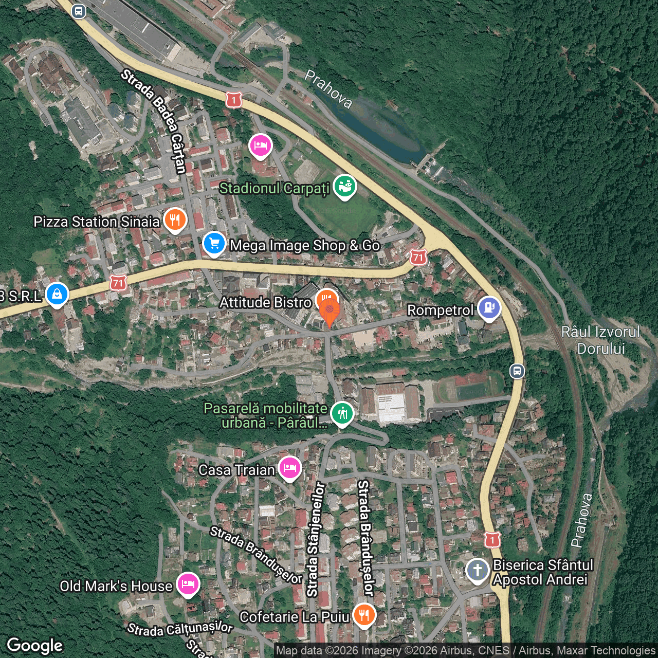 Poza harta hybrid, zoom 16, adresa Sinaia, Str. Walter Mărăcineanu, Nr. 20, , judetul