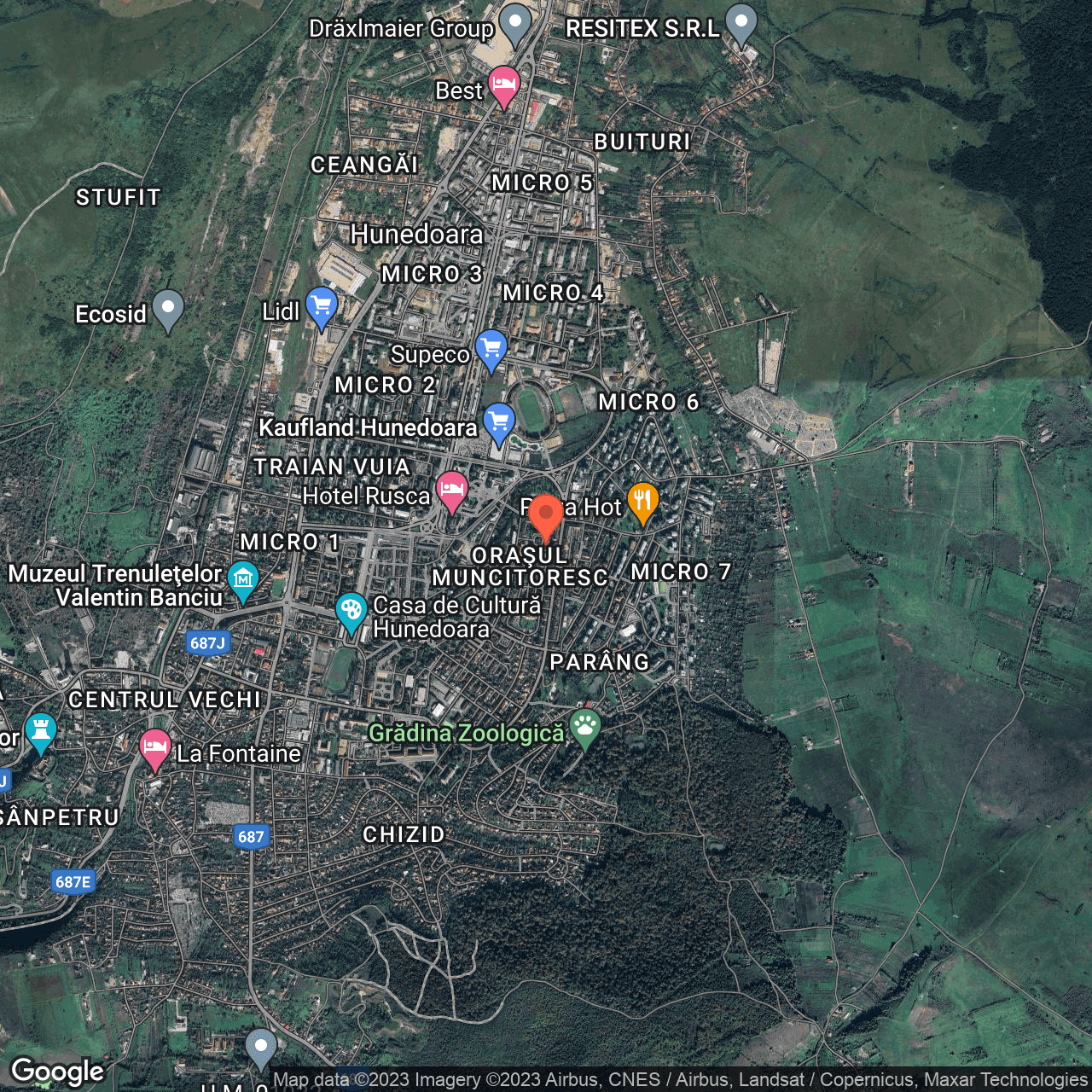 Poza harta hybrid, zoom 14, adresa Hunedoara, str. I.L. Caragiale, nr. 14, , judetul