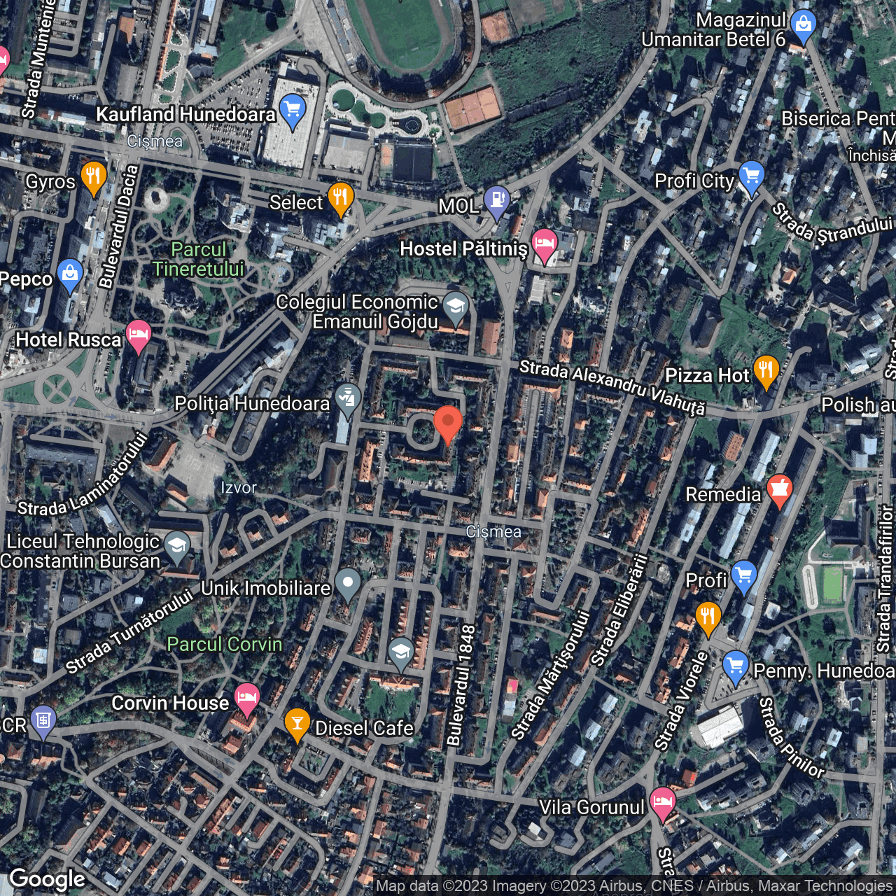 Poza harta hybrid, zoom 16, adresa Hunedoara, str. I.L. Caragiale, nr. 14, , judetul