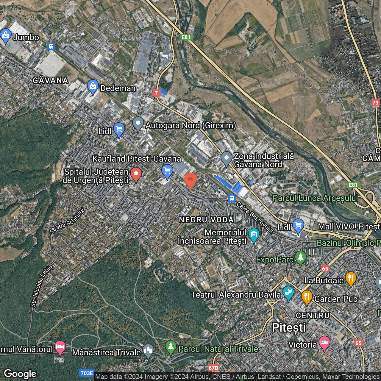 Poza harta hybrid, zoom 14, adresa PItesti, B-dul Nicolae Bălcescu, nr. 4, bl. L2, , judetul