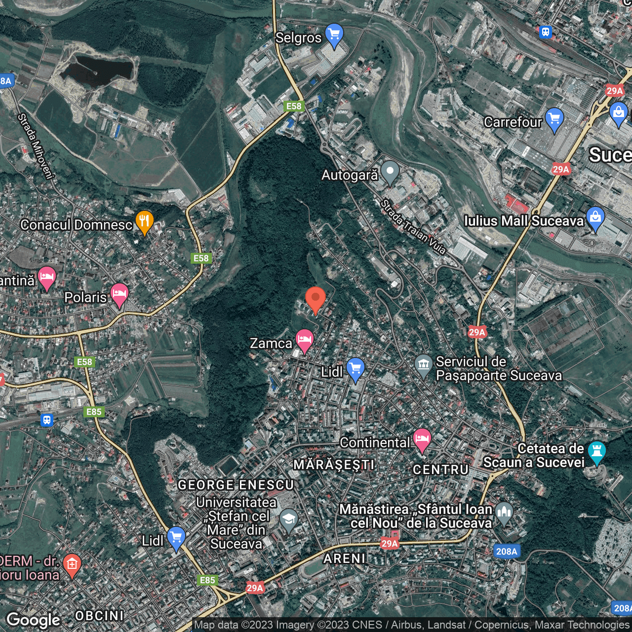 Poza harta hybrid, zoom 14, adresa Ilie Ilașcu 25 Suceava, , judetul