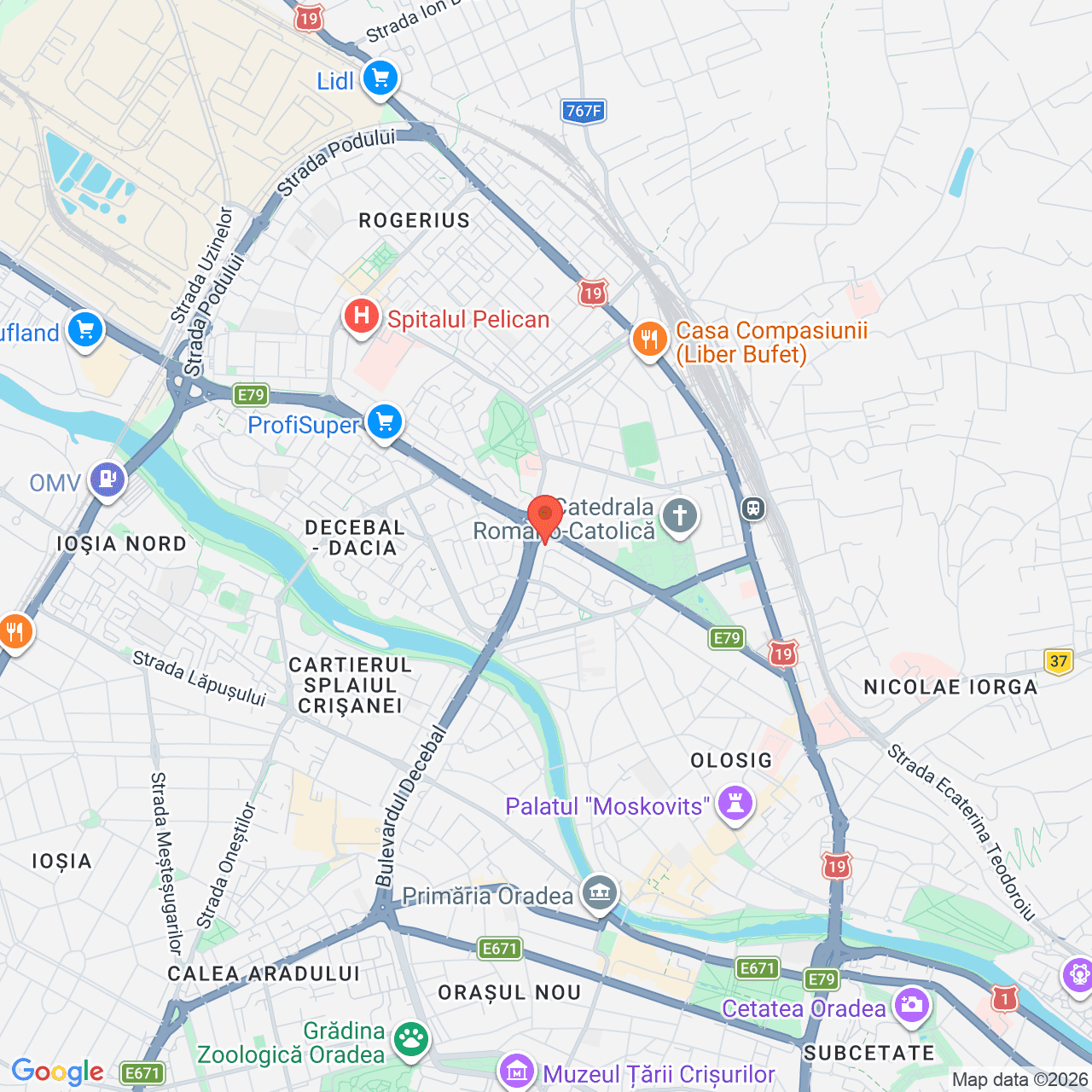 Poza harta streetview, zoom 14, adresa Oradea, str, B-dul Dacia, nr. 121, bl.B1, , judetul