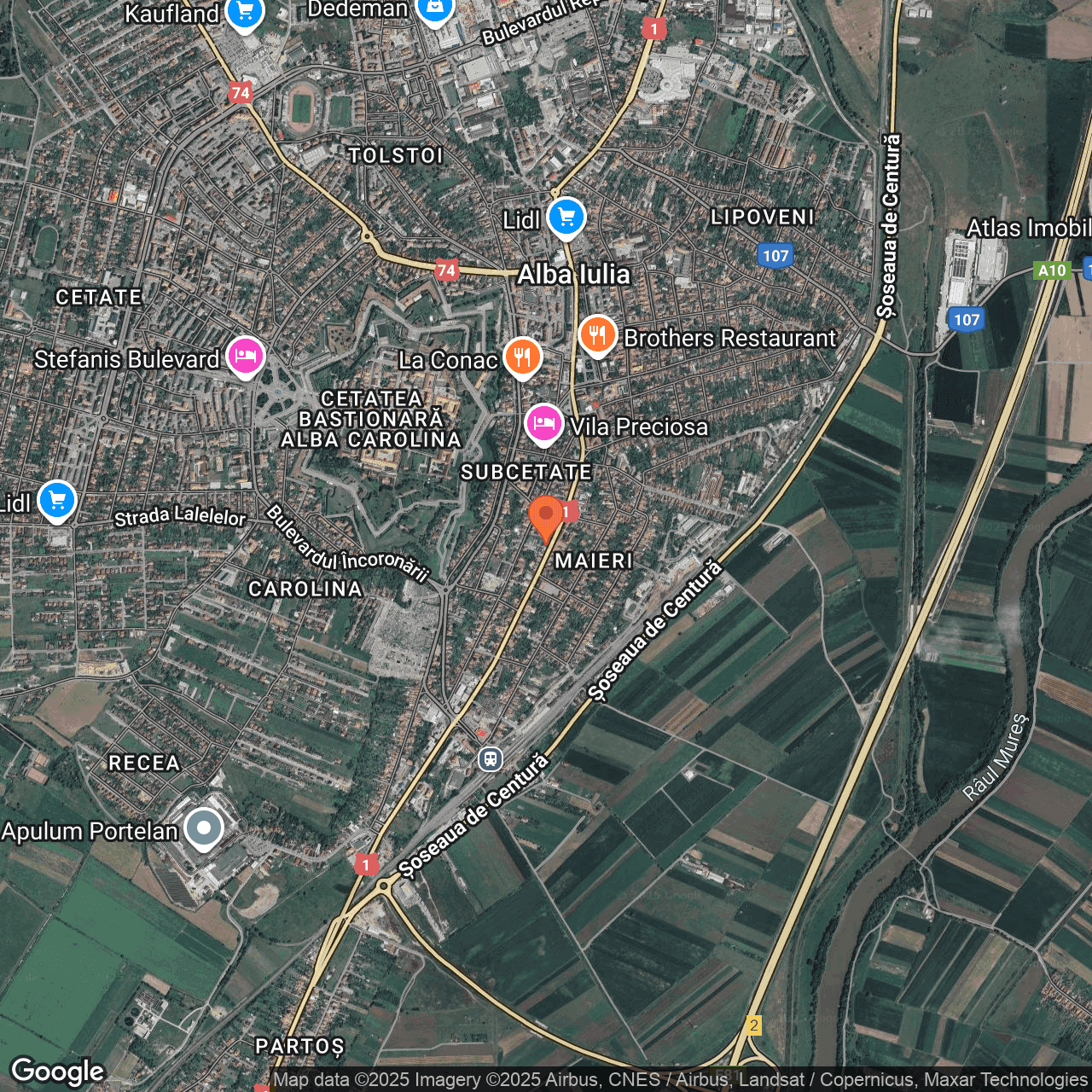 Poza harta hybrid, zoom 14, adresa Alba Iulia, B-dul Ferdinand I, nr. 22B, , judetul