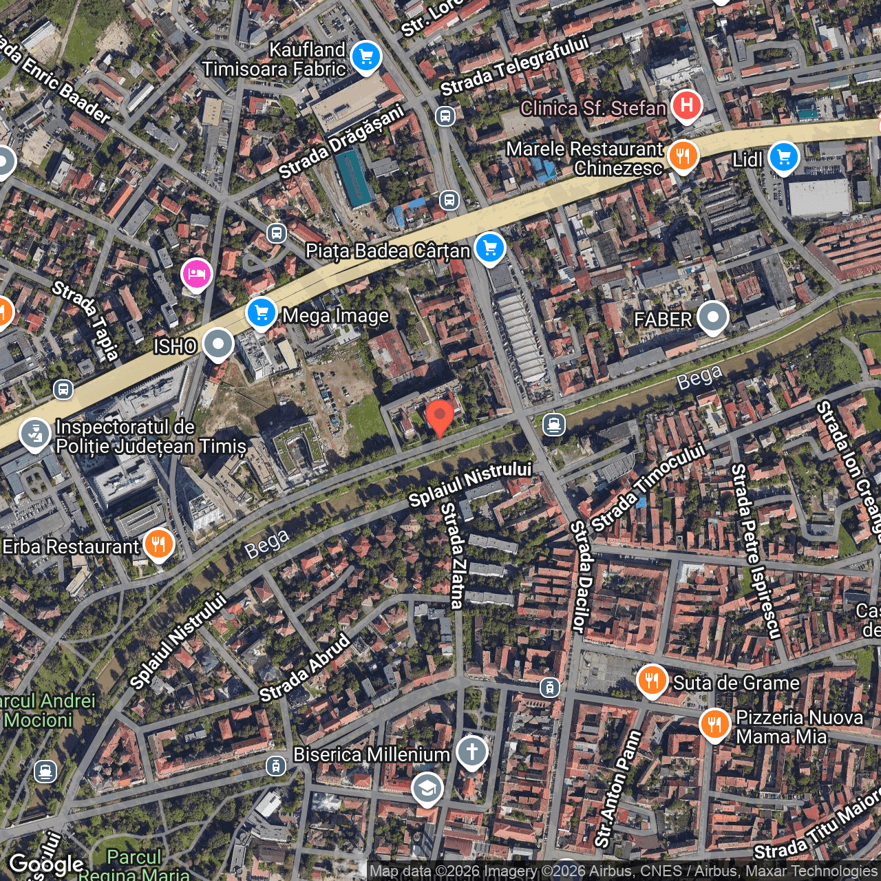 Poza harta hybrid, zoom 16, adresa Timișoara, Splaiul Protopop Meletie Dragici, nr. 7, , judetul