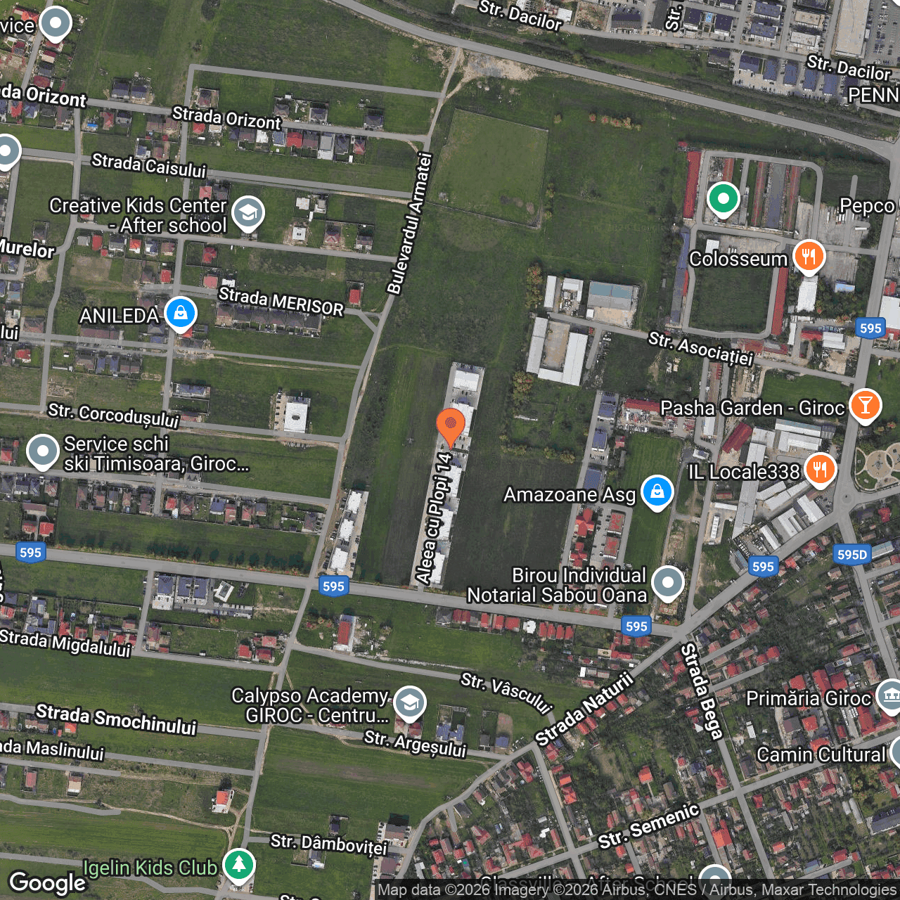 Poza harta hybrid, zoom 16, adresa Aleea cu Plopi nr. 14, Giroc Timis, , judetul