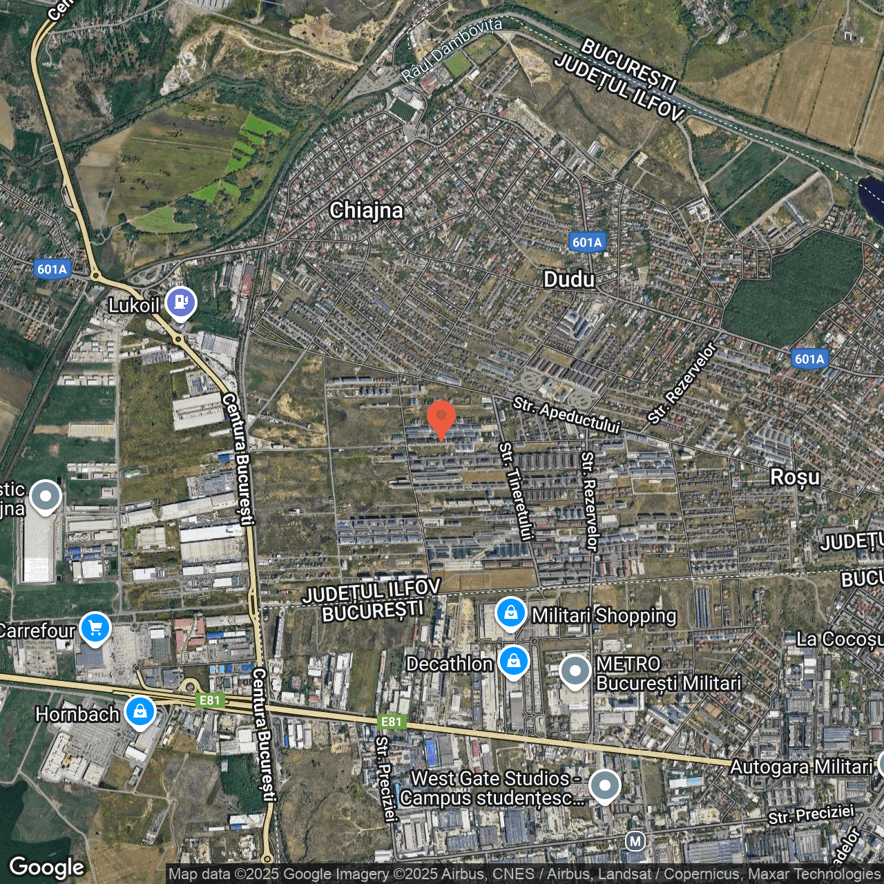 Poza harta hybrid, zoom 14, adresa Strada Soarelui, 48, sat Dudu, comuna Chiajna, judetul Ilfov, , judetul