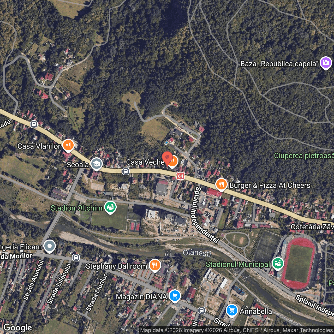 Poza harta hybrid, zoom 16, adresa strada Stirbei Voda nr. 164 - 166 Ramnicu Valcea, , judetul