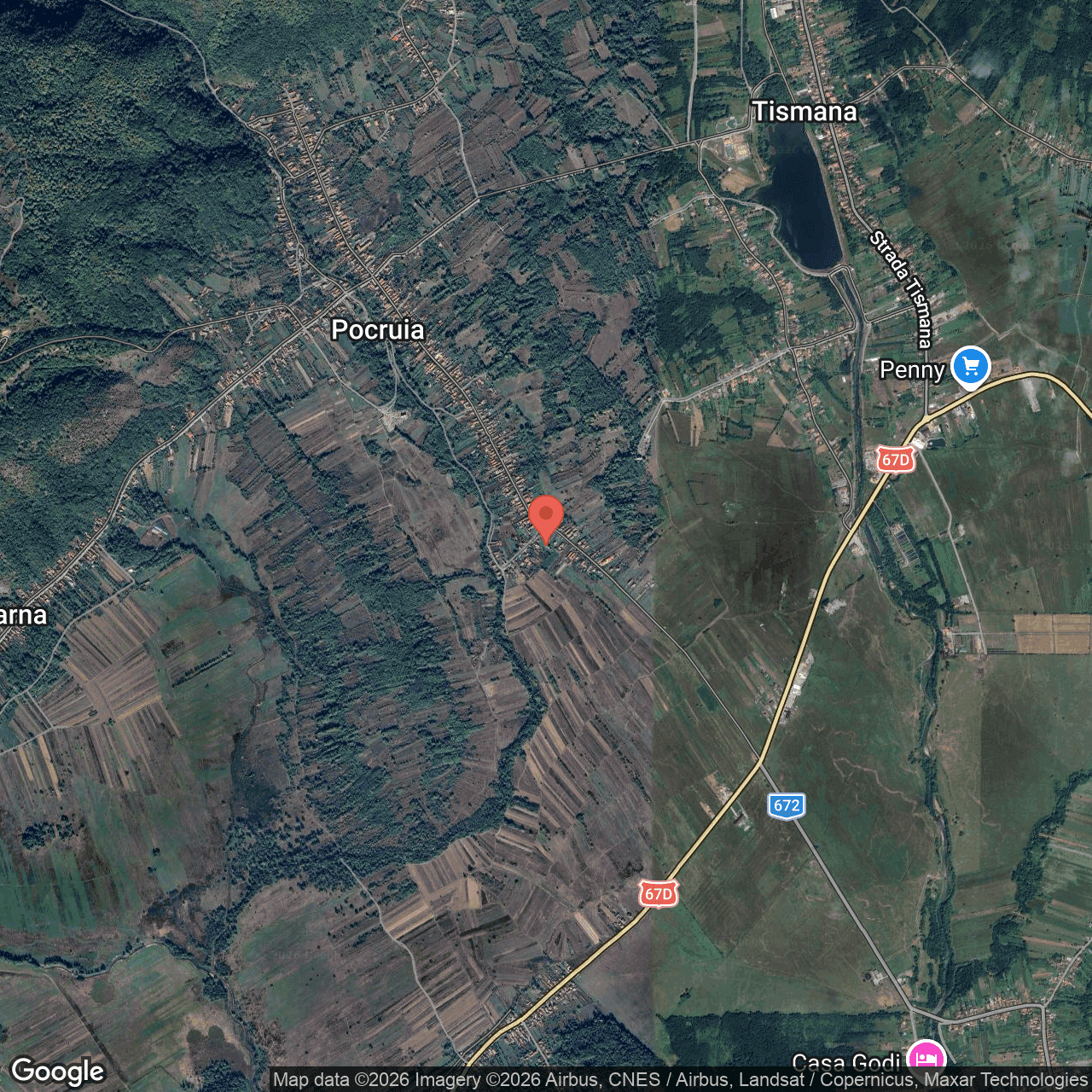 Poza harta hybrid, zoom 14, adresa Pocruia, oras Tismana, jud Gorj, , judetul