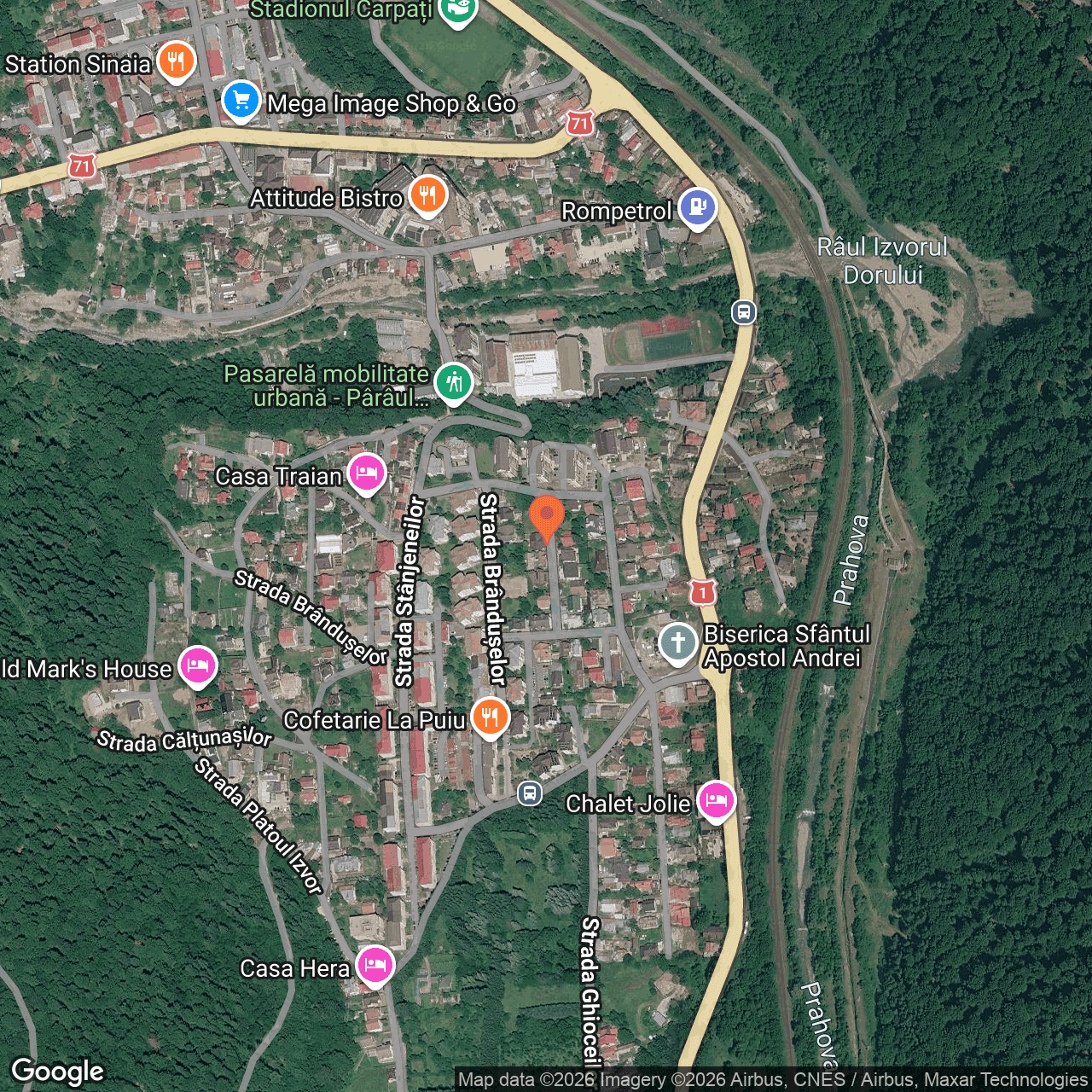 Poza harta hybrid, zoom 16, adresa Sinaia, Strada Panselutelor nr. 9, judetul Prahova., , judetul
