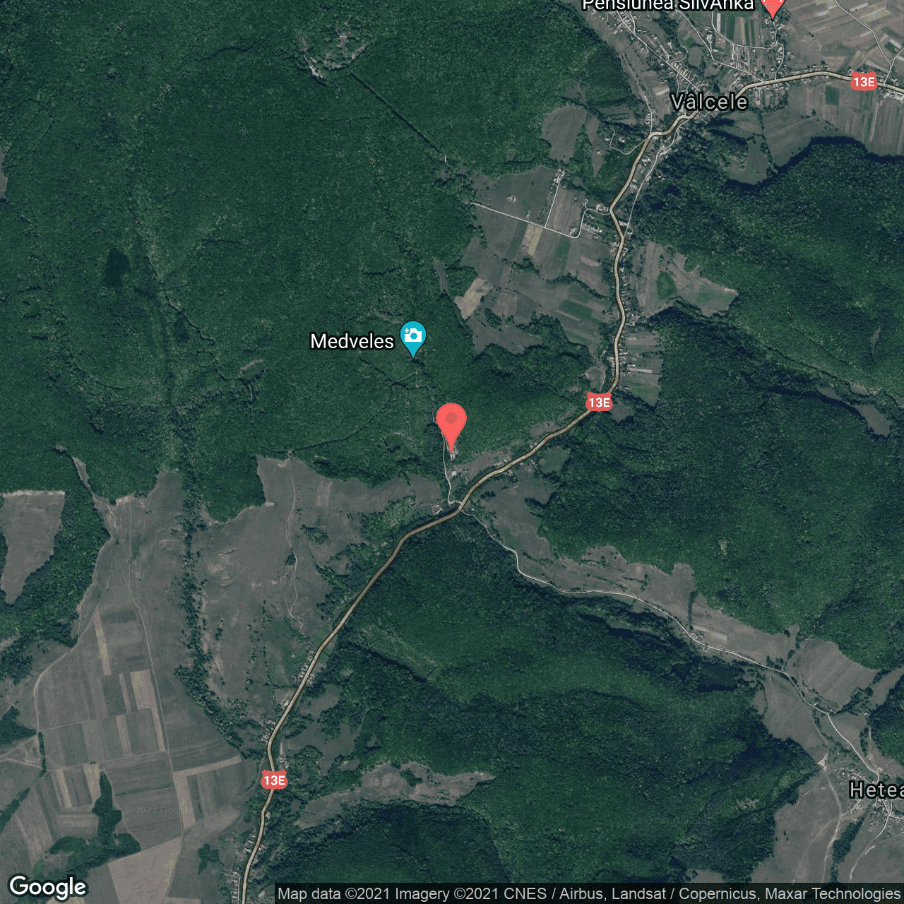 Poza harta hybrid, zoom 14, adresa Valcele, judetul Covasna