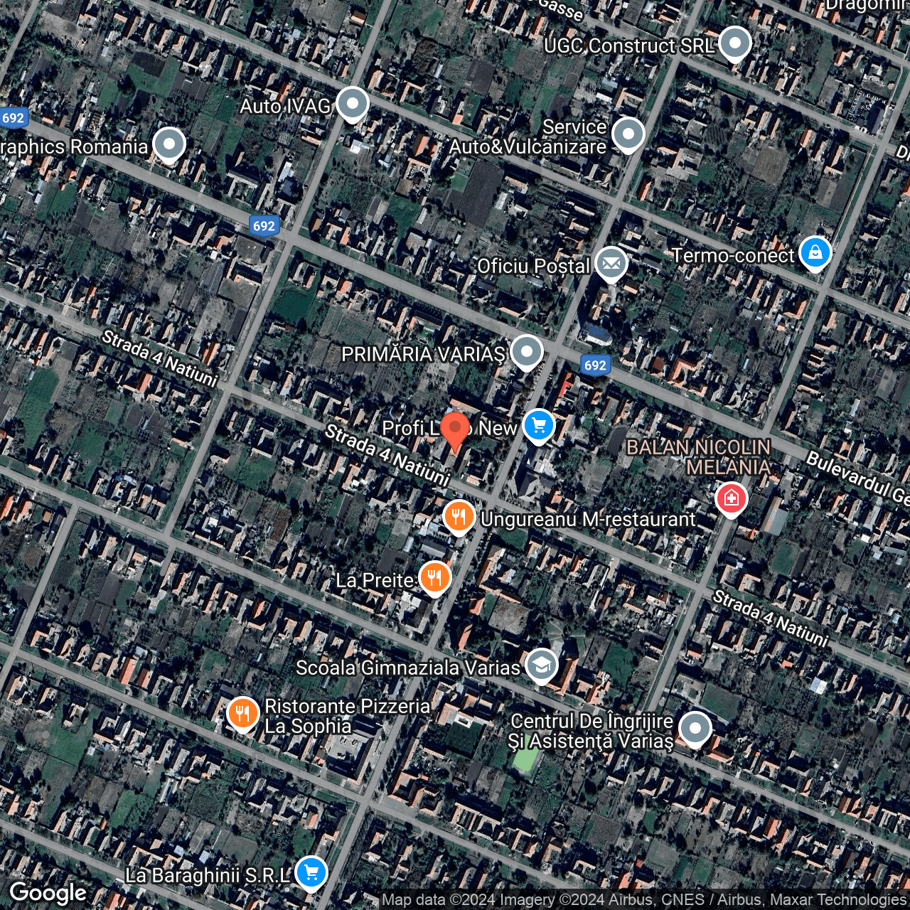 Poza harta hybrid, zoom 16, adresa Varias Timis, , judetul
