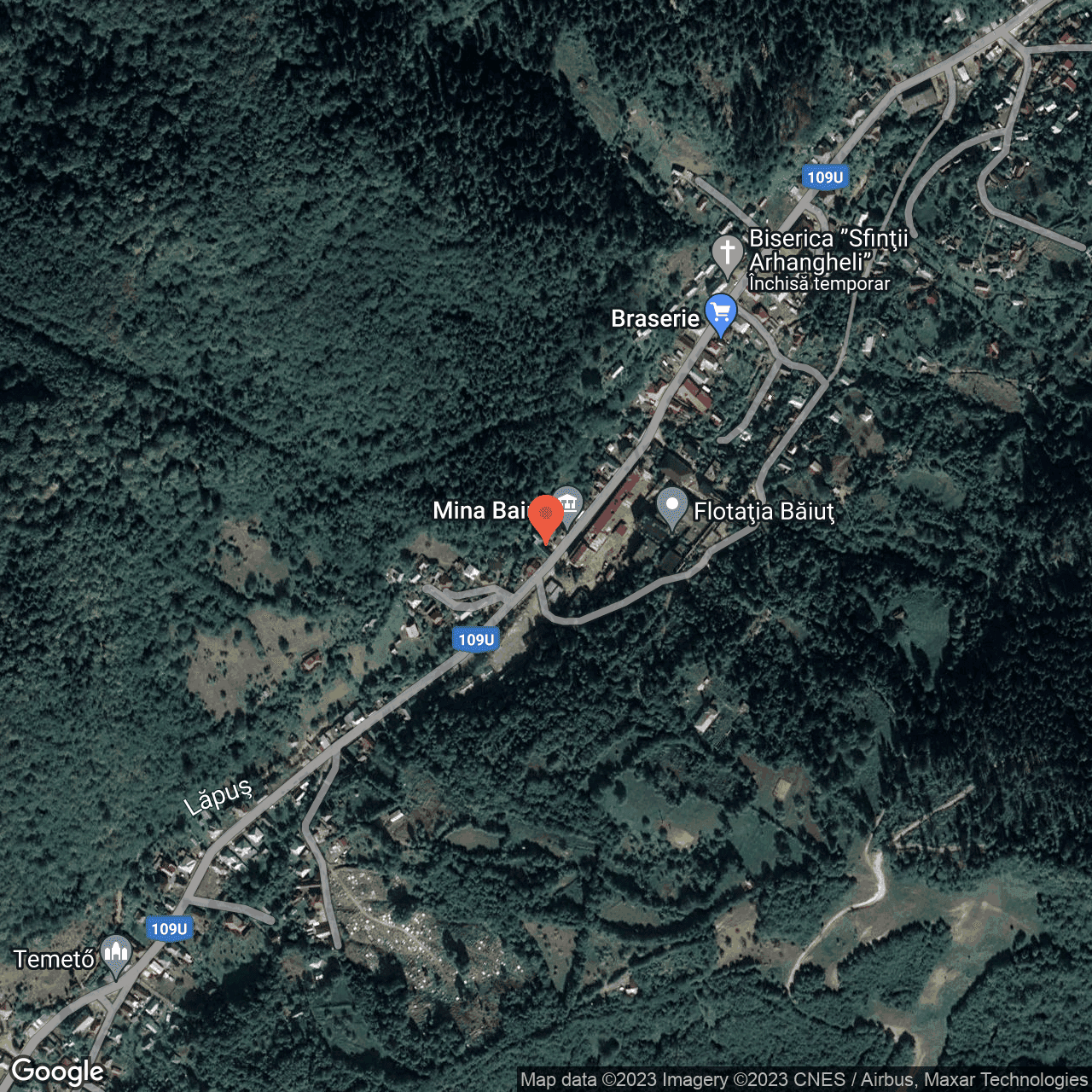 Poza harta hybrid, zoom 16, adresa Baiut Maramures, , judetul