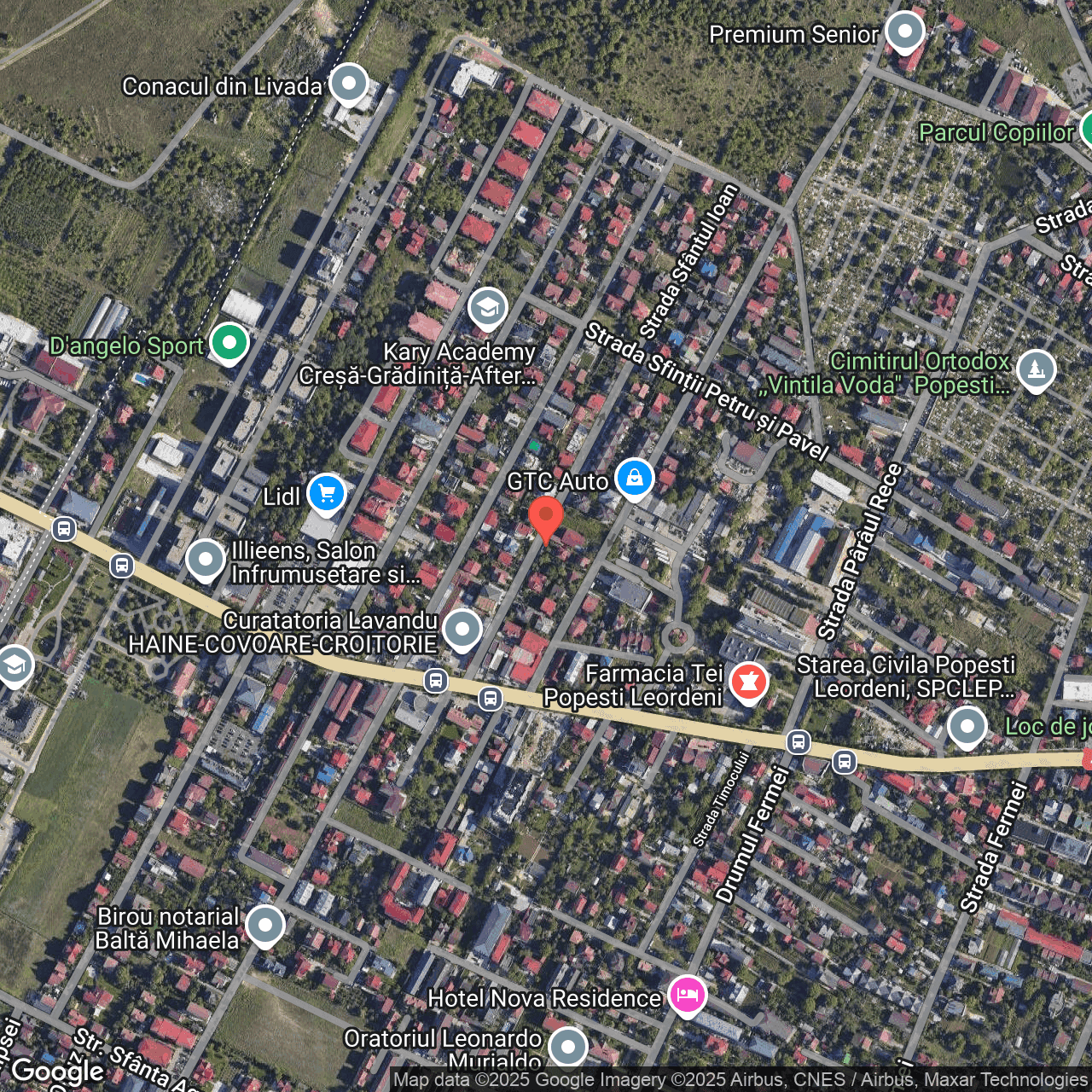 Poza harta hybrid, zoom 16, adresa Popesti-Leordeni, str. Sfantul Ioan, nr.10, , judetul