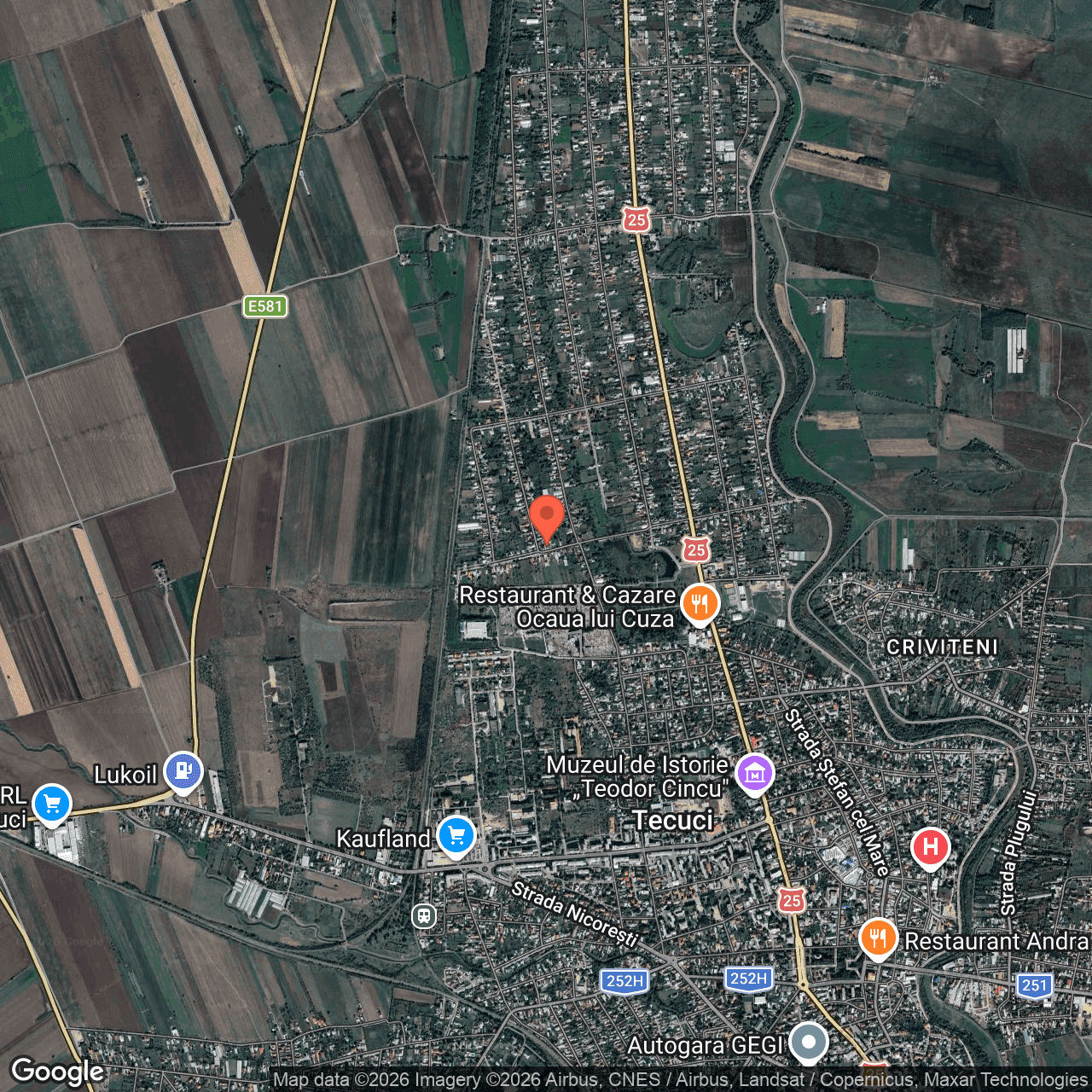 Poza harta hybrid, zoom 14, adresa Tecuci, str. Duzilor, nr.11, , judetul