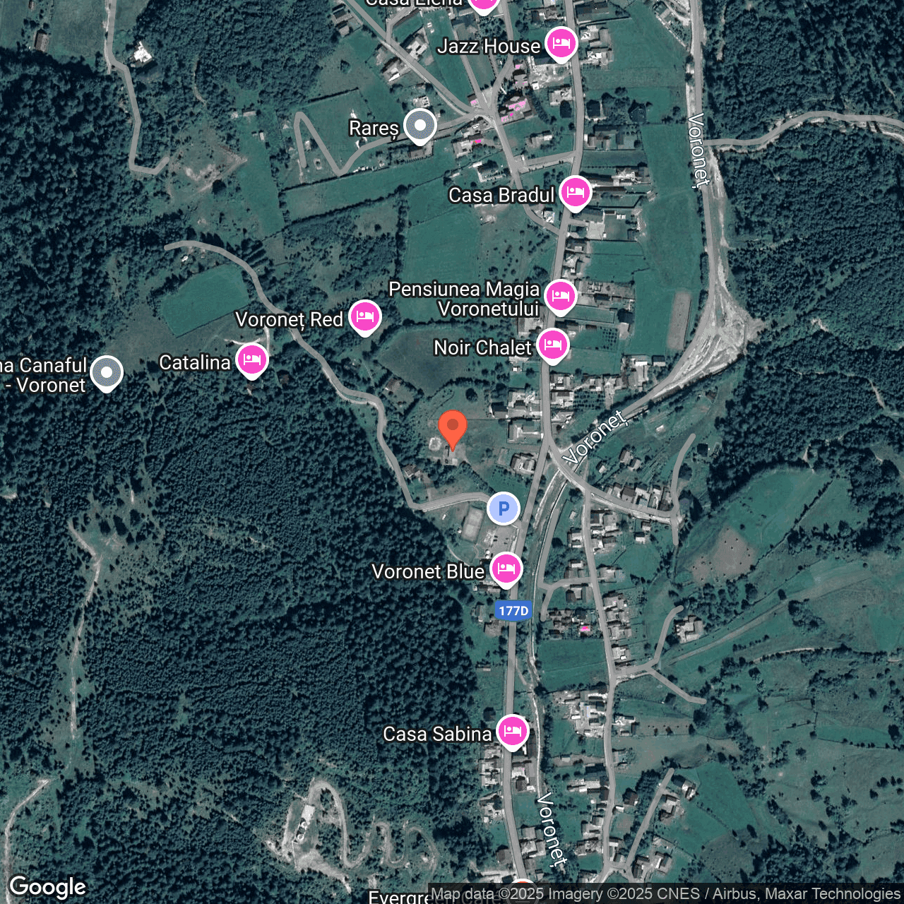 Poza harta hybrid, zoom 16, adresa Voroneţ – Gura Humorului, jud. Suceava, , judetul