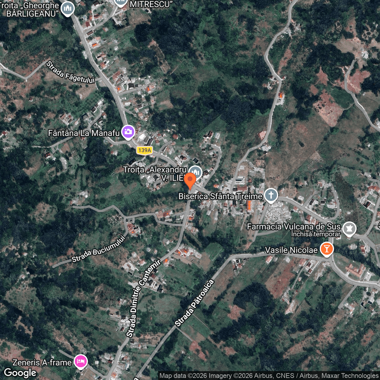 Poza harta hybrid, zoom 16, adresa Vulcana de Sus, Judet Dambovita, , judetul