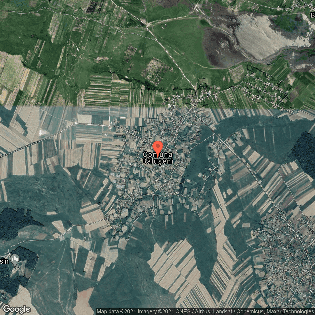 Poza harta hybrid, zoom 14, adresa Baluseni, Baluseni, judetul Botosani