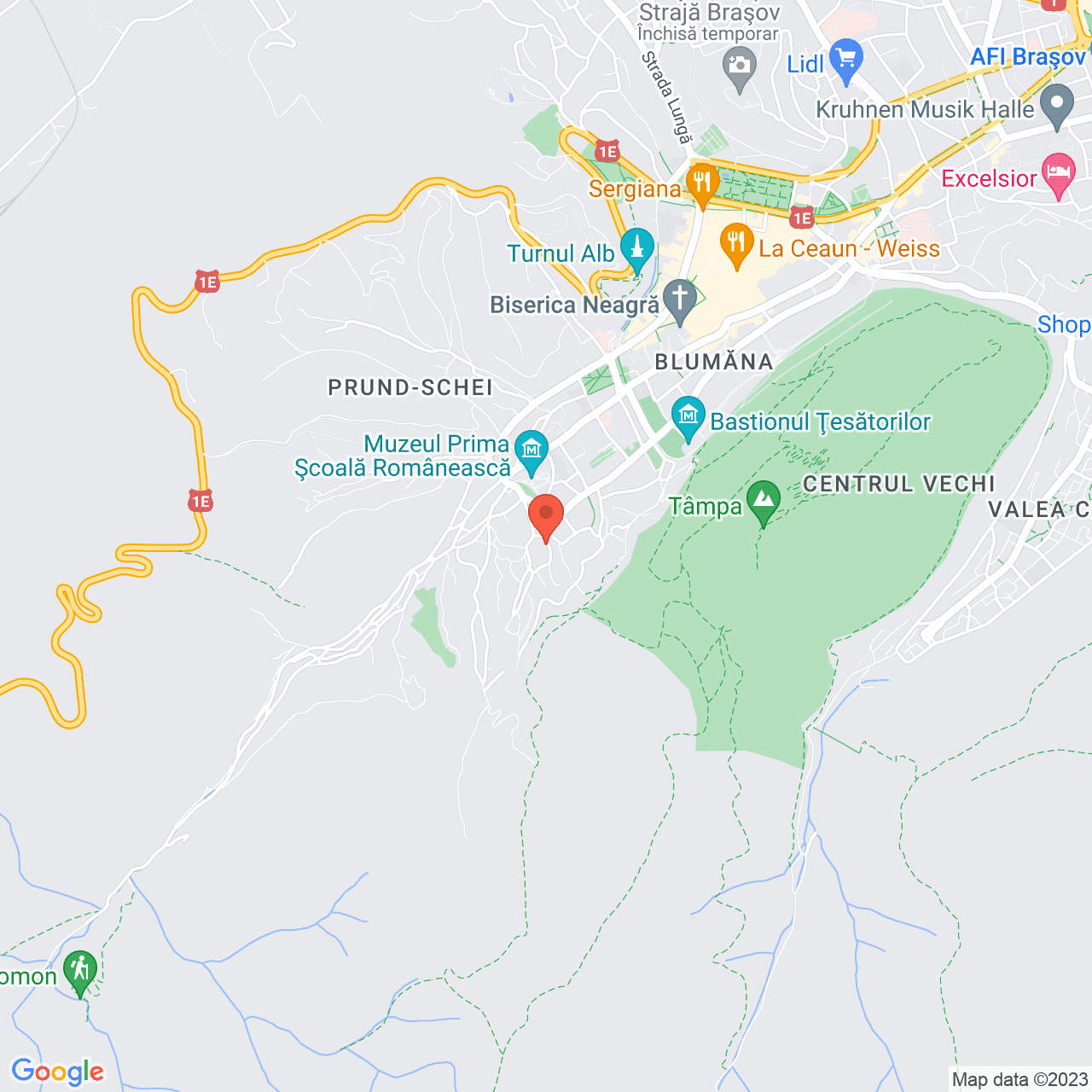 Poza harta streetview, zoom 14, adresa Strad Tibles nr 8 Brasov, , judetul