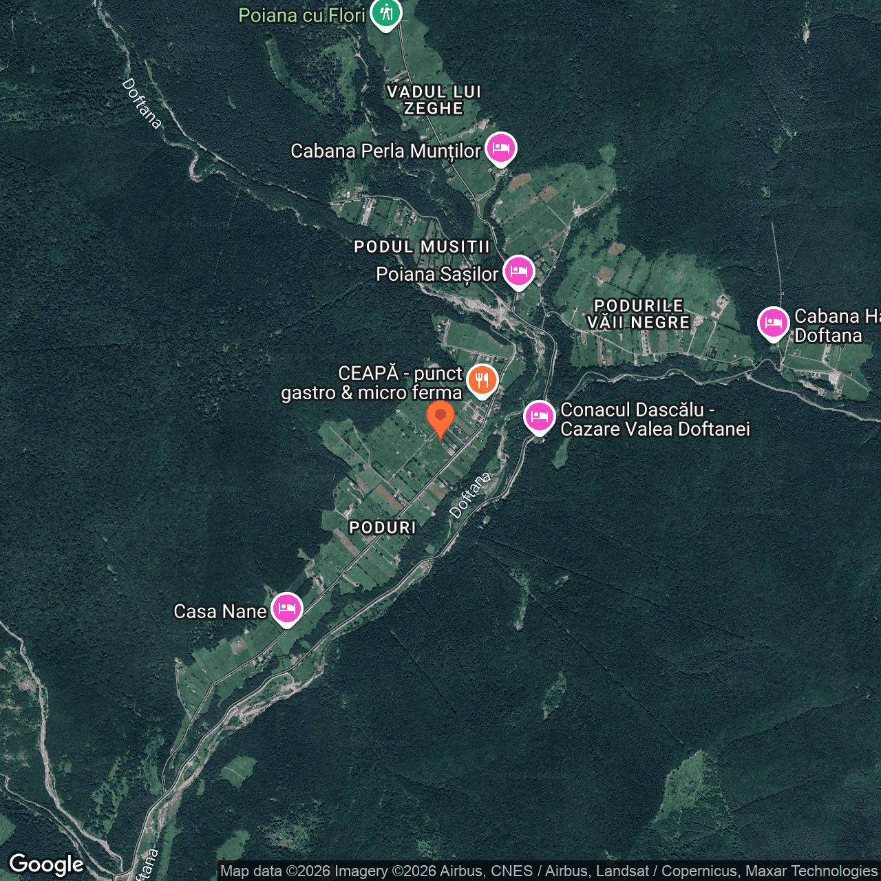 Poza harta hybrid, zoom 14, adresa Traisteni, comuna Valea Doftanei jud Prahova, , judetul