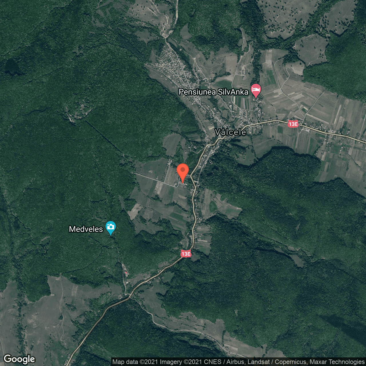 Poza harta hybrid, zoom 14, adresa Valcele, judetul Covasna