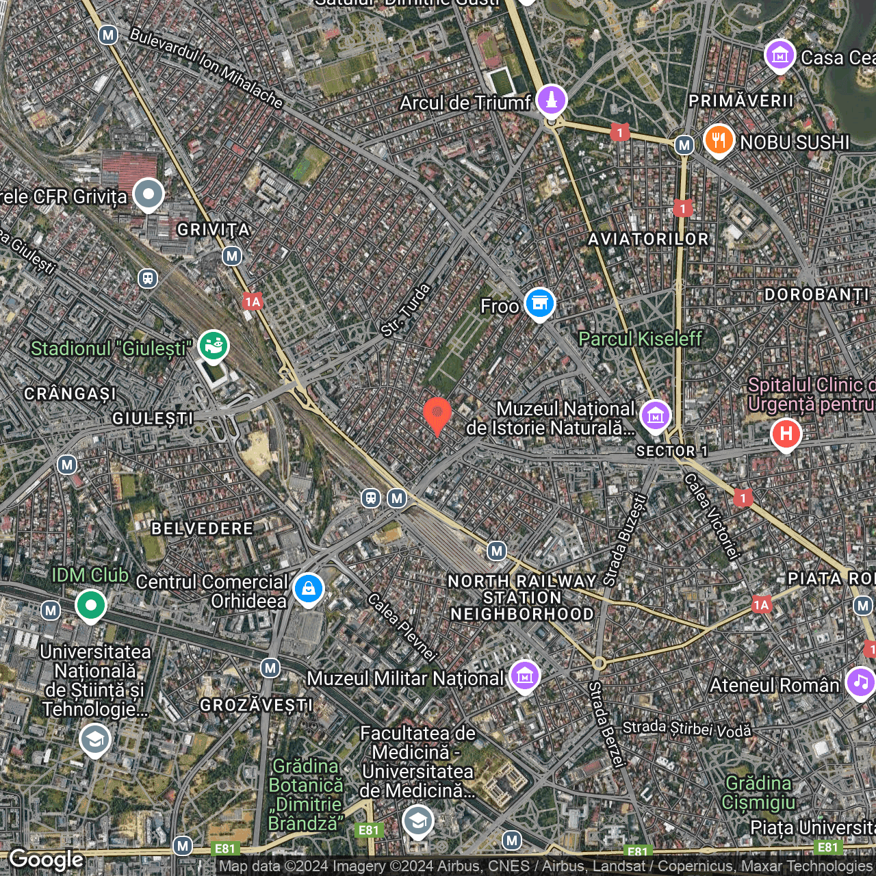 Poza harta hybrid, zoom 14, adresa Bucuresti, Sectorul 1, Str. Comana, nr.11, , judetul