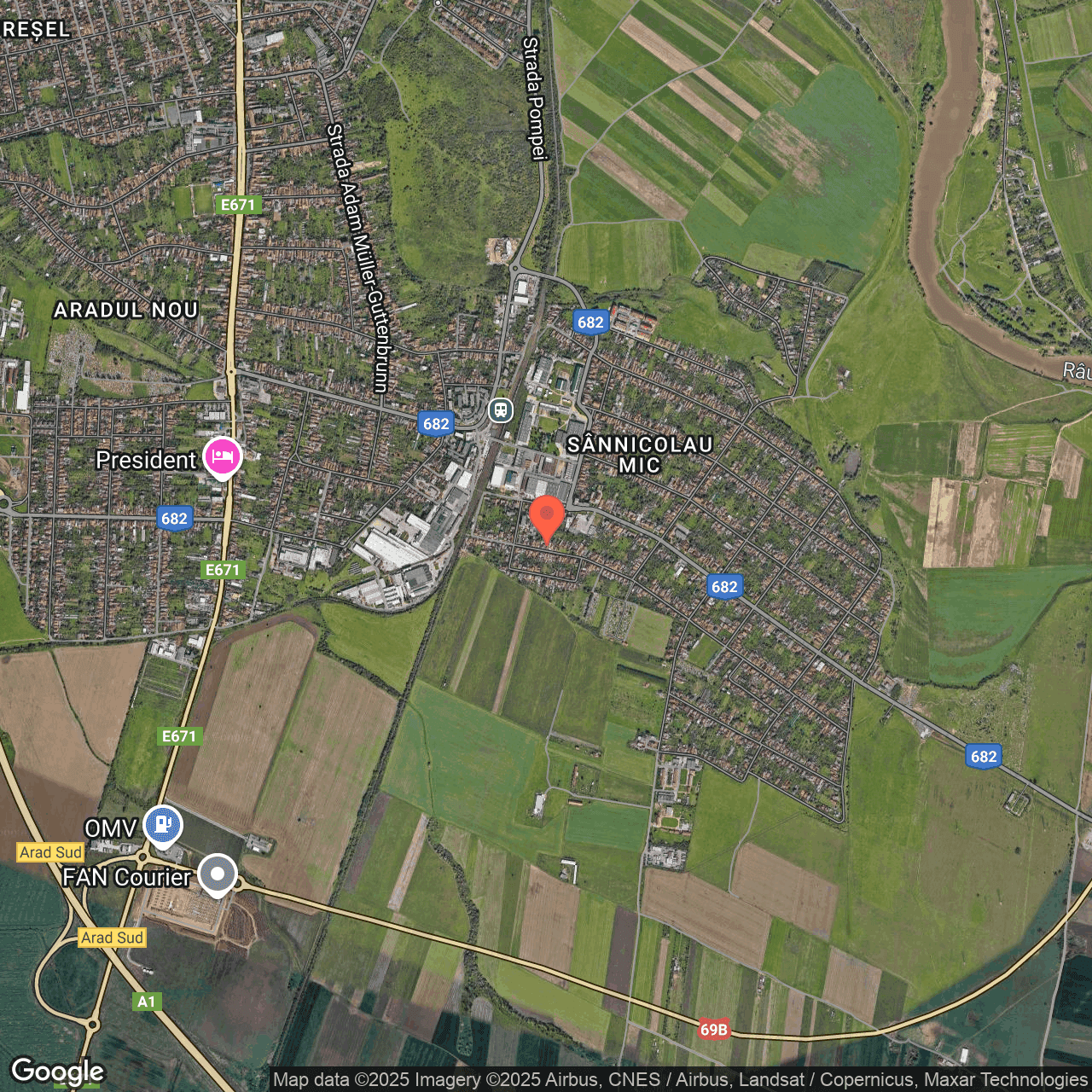 Poza harta hybrid, zoom 14, adresa Sanicolaul Mic, str. Cpt. Ioan Fatu, nr. 27 A, , judetul