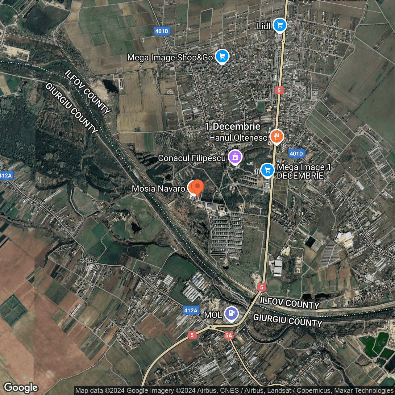Poza harta hybrid, zoom 14, adresa 1 Decembrie Ilfov, , judetul