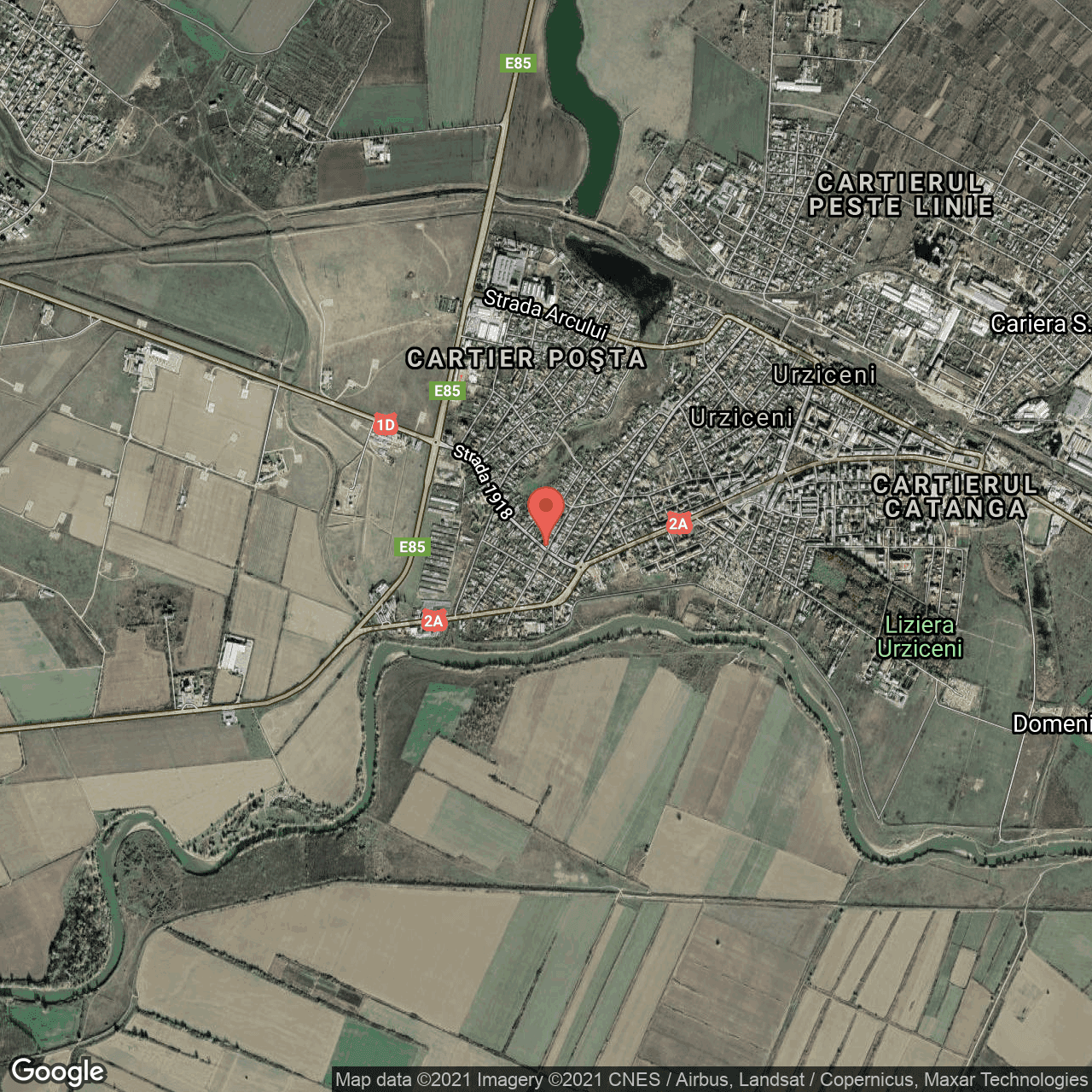 Poza harta hybrid, zoom 14, adresa Urziceni, Urziceni, judetul Ialomita
