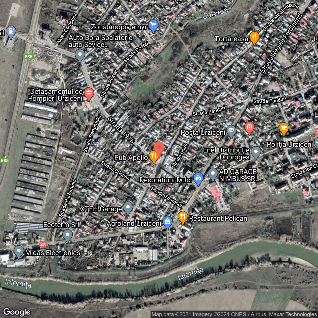 Poza harta hybrid, zoom 16, adresa Urziceni, Urziceni, judetul Ialomita