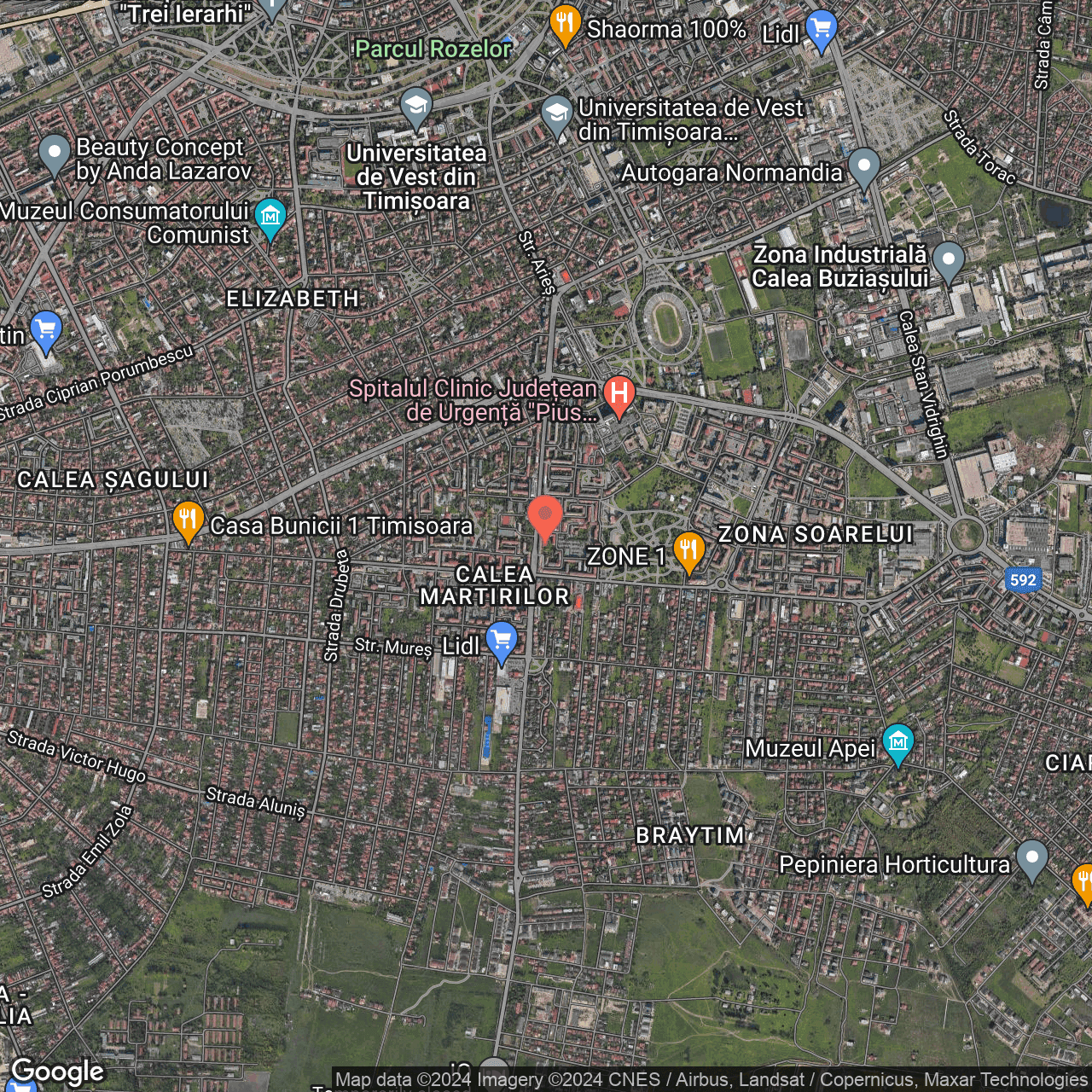 Poza harta hybrid, zoom 14, adresa Timișoara, str. Elena Nicoară nr. 16, , judetul