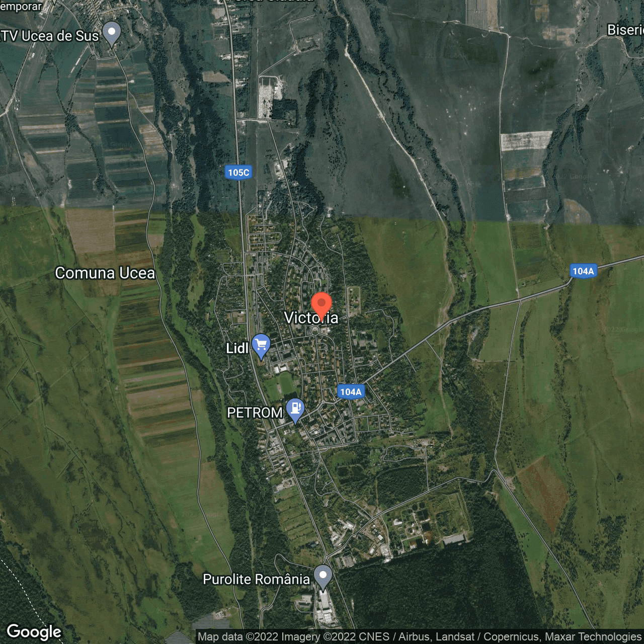 Poza harta hybrid, zoom 14, adresa Victoria, judetul Brasov