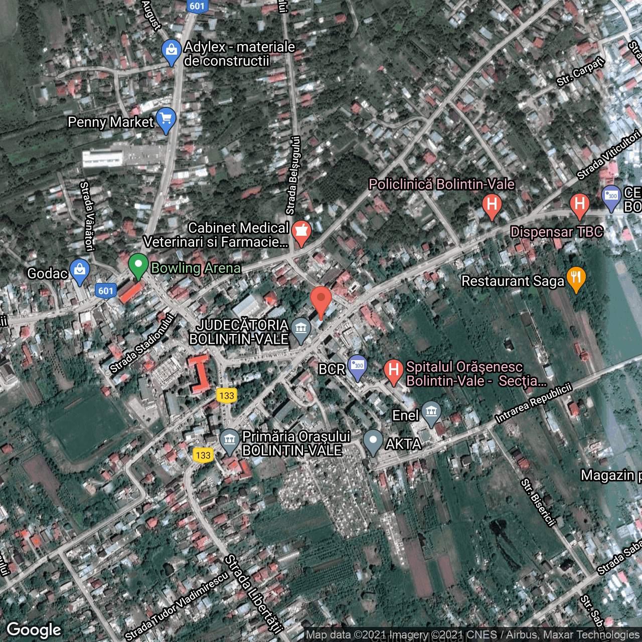 Poza harta hybrid, zoom 16, adresa Strada Republicii 5, Bolintin-Vale, judetul Giurgiu