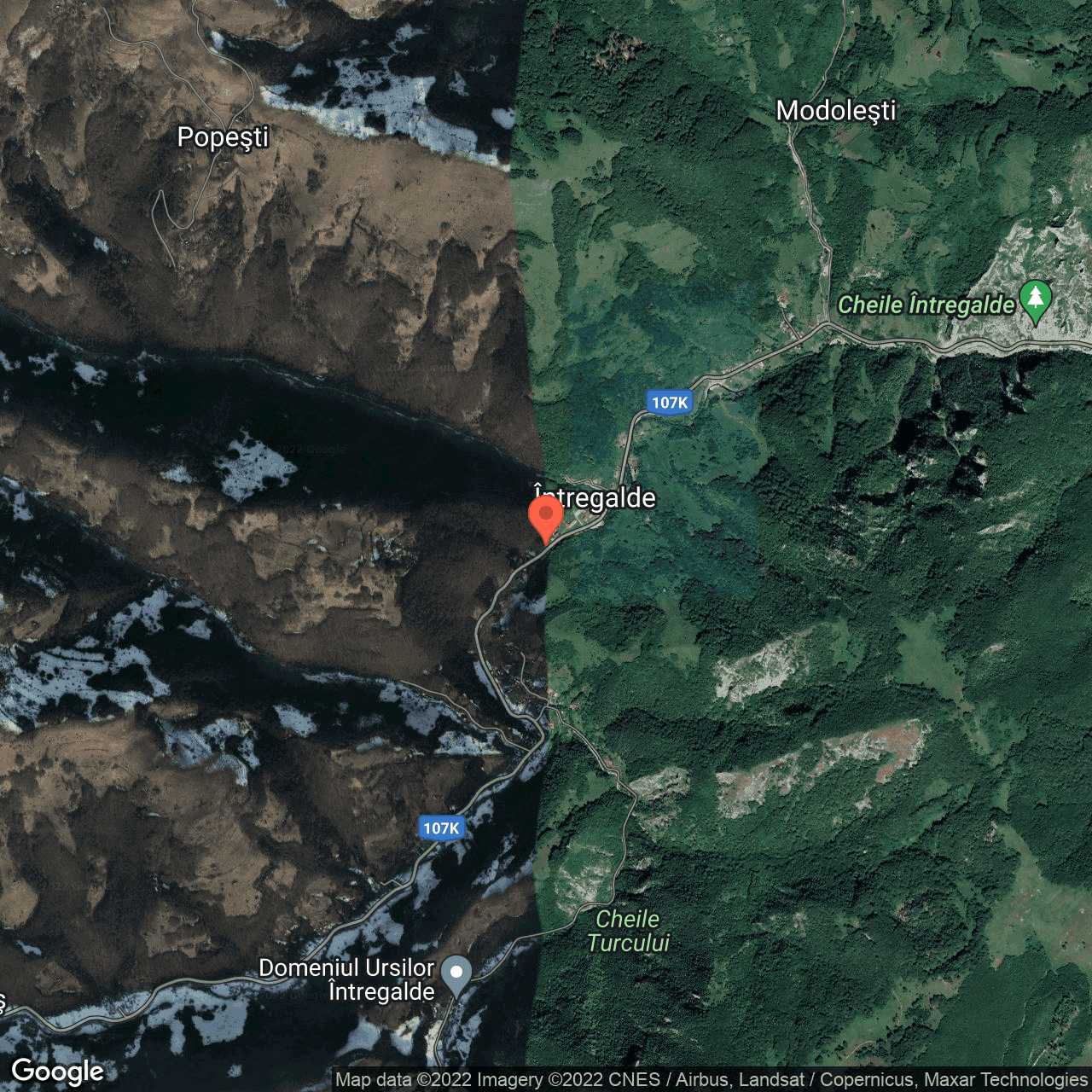 Poza harta hybrid, zoom 14, adresa Intregalde, judetul Alba
