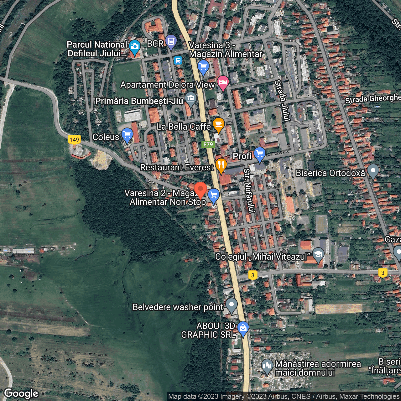 Poza harta hybrid, zoom 16, adresa Bumbesti Jiu, Aleea Plesa, nr.2, , judetul