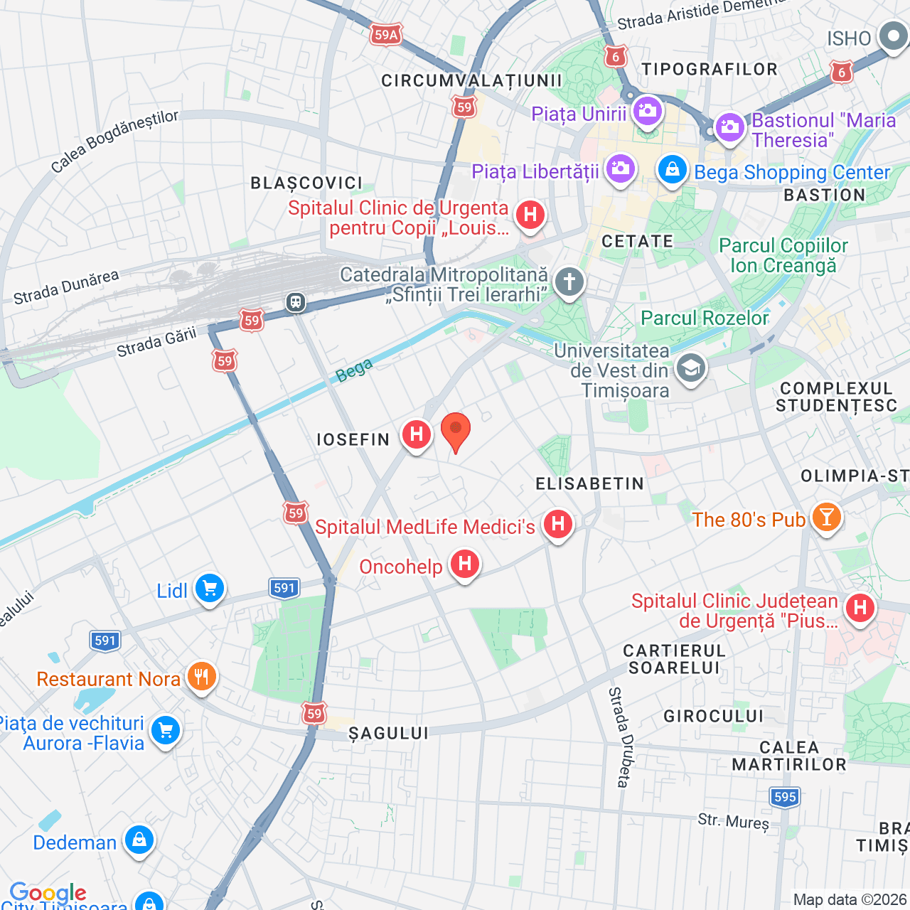 Poza harta streetview, zoom 14, adresa str. Odobescu nr. 13, Timișoara., , judetul
