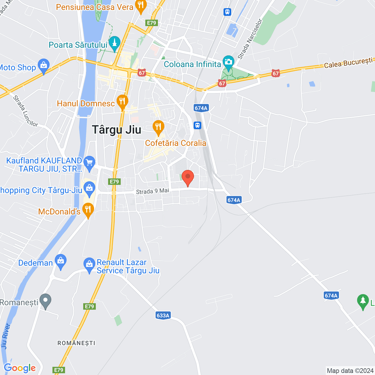 Poza harta streetview, zoom 14, adresa Tg. Jiu, str. 9 Mai, nr. 89, , judetul