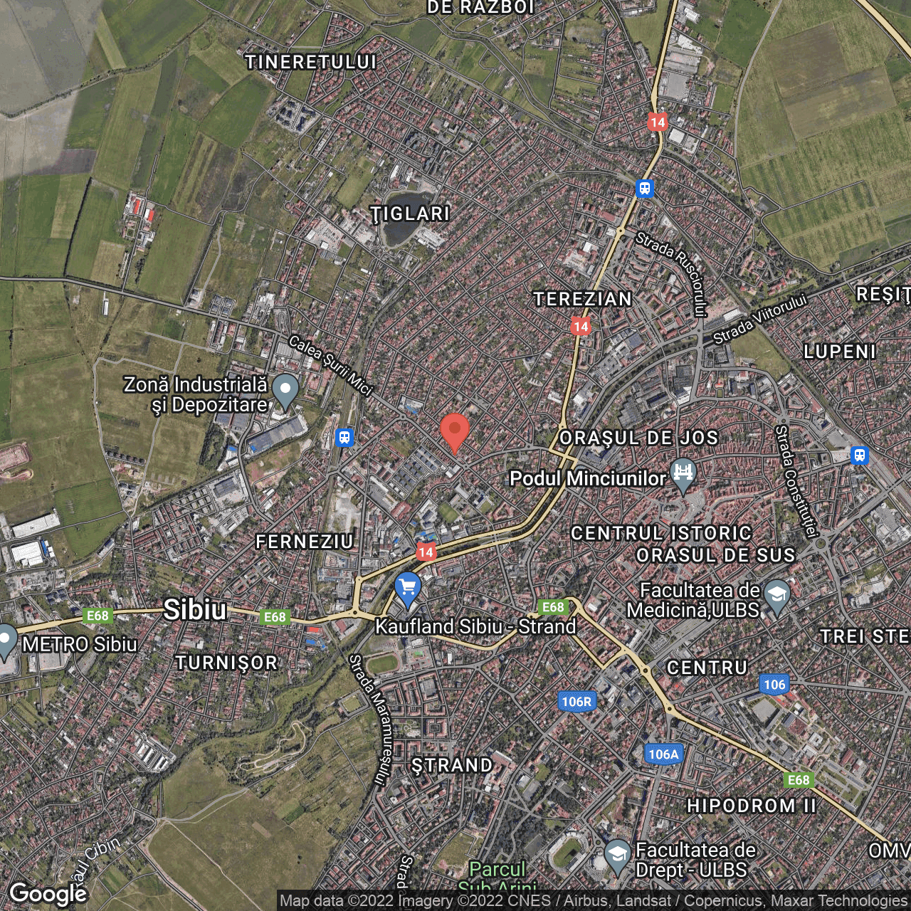 Poza harta hybrid, zoom 14, adresa Kogalniceanu nr. 34, Sibiu, judetul Sibiu