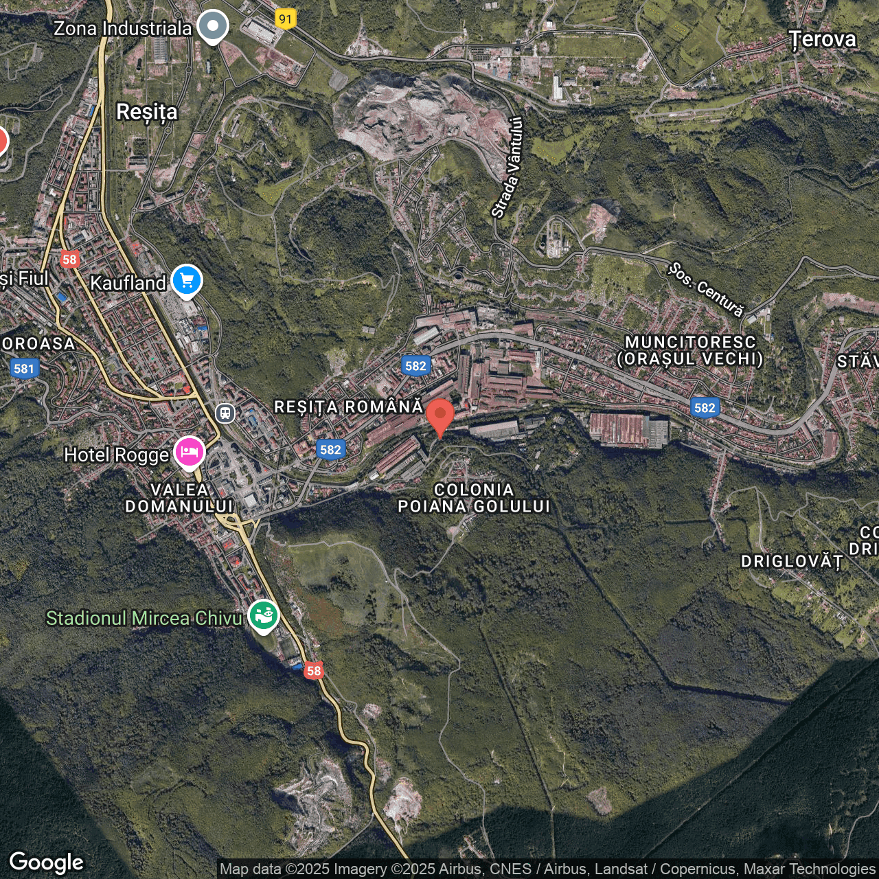 Poza harta hybrid, zoom 14, adresa Resita Caras Severin, , judetul