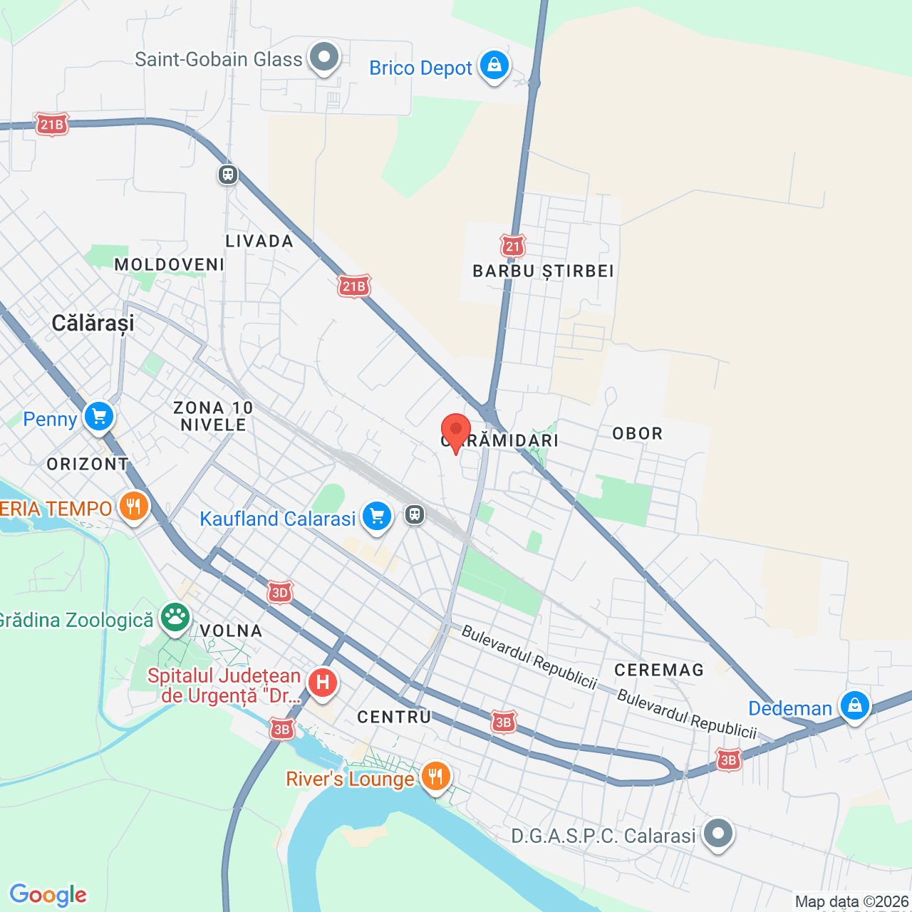 Poza harta streetview, zoom 14, adresa Călărași, Strada Prelungirea Sloboziei Nr. 1, , judetul