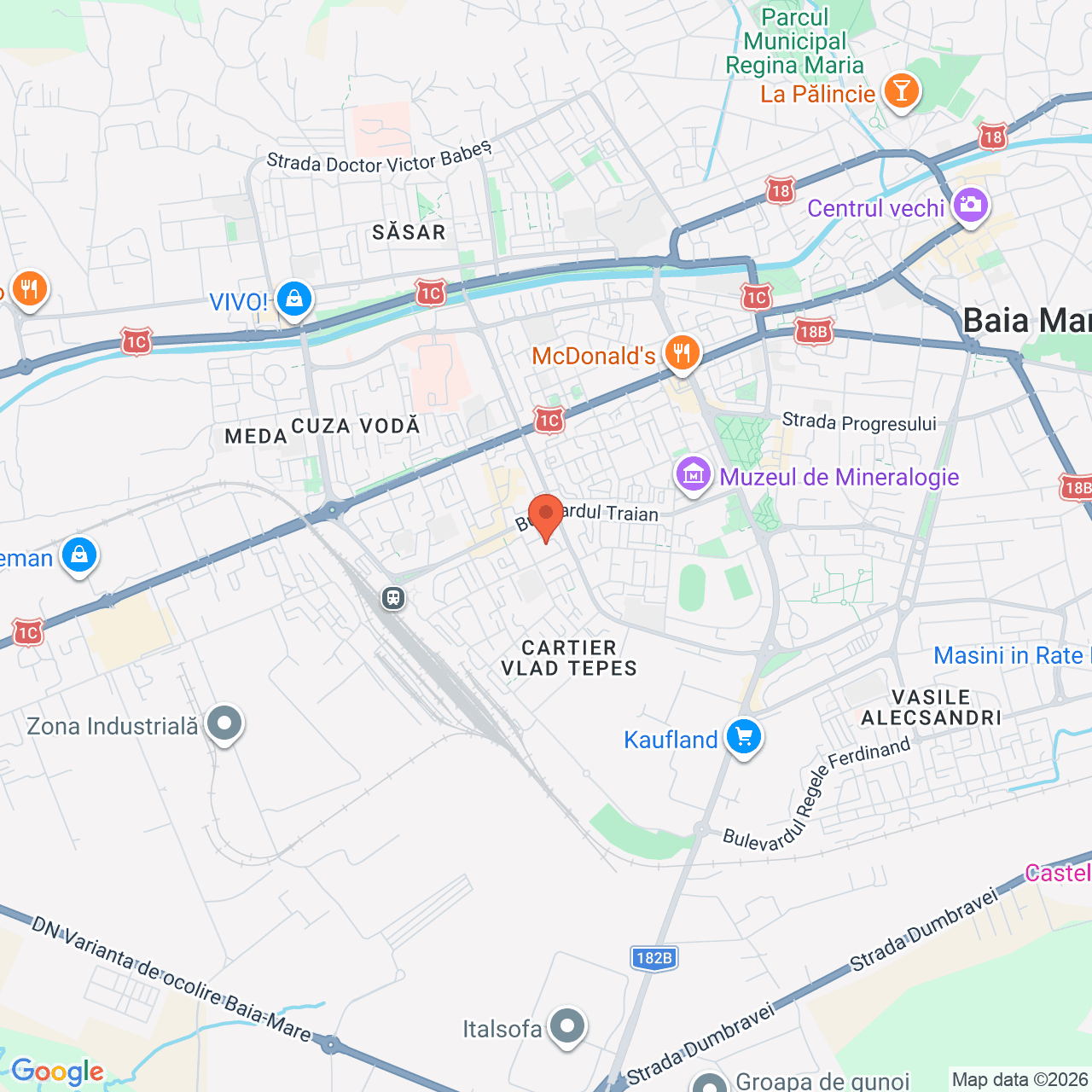 Poza harta streetview, zoom 14, adresa Baia Mare, B-dul Traian nr. 11A, , judetul