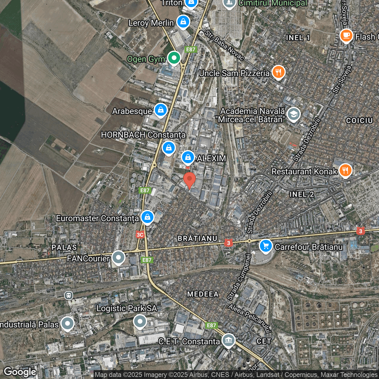Poza harta hybrid, zoom 14, adresa Strada Interioara 3, nr. 1, Constanta, , judetul