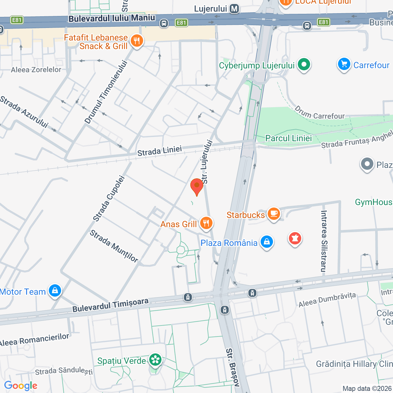 Poza harta streetview, zoom 16, adresa Bucuresti, str. Lujerului, nr.28, , judetul