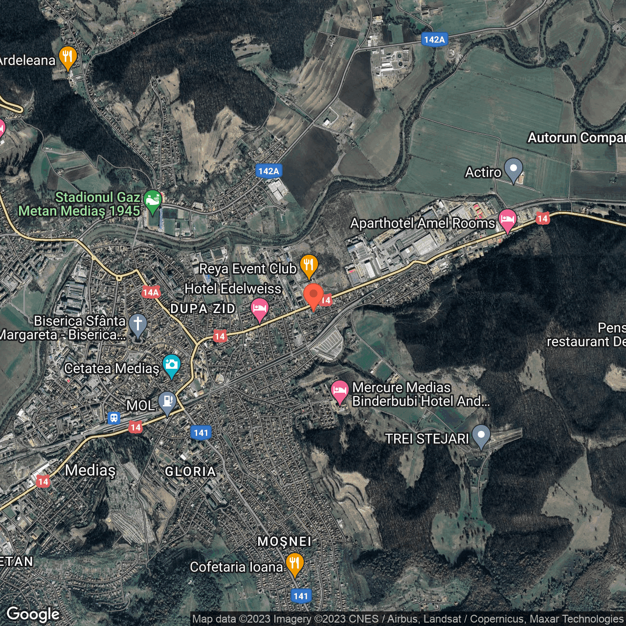 Poza harta hybrid, zoom 14, adresa Strada Aurel Vlaicu 64 Medias, , judetul